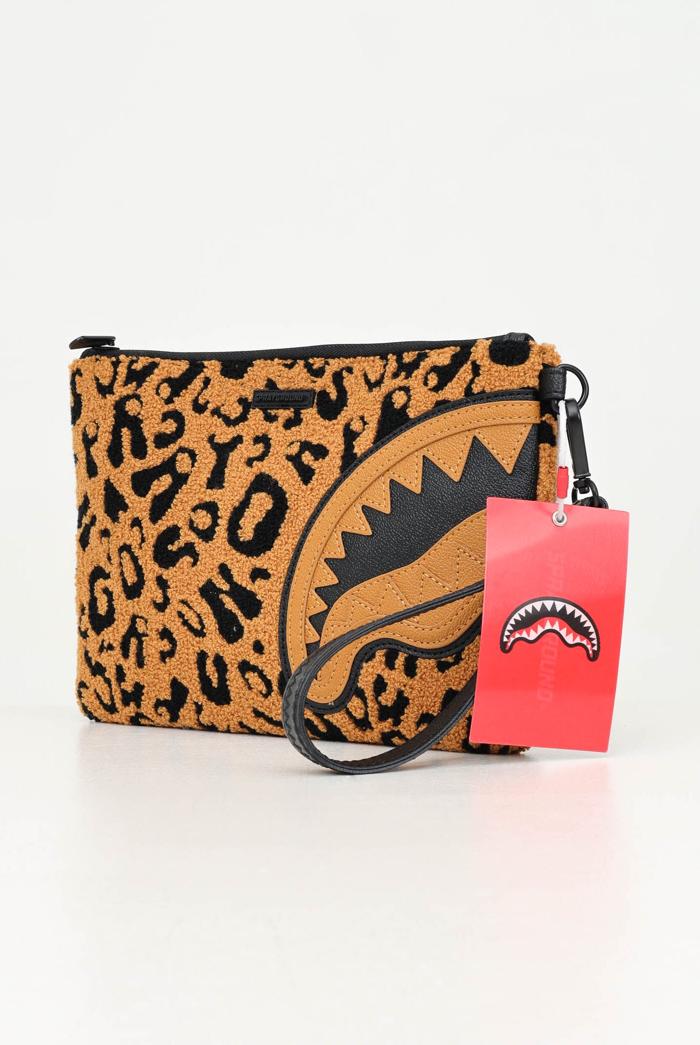 SPRAYGROUND Pochette Cheetah Chenille beige da donna 910B6897NSZ . SPRAYGROUND