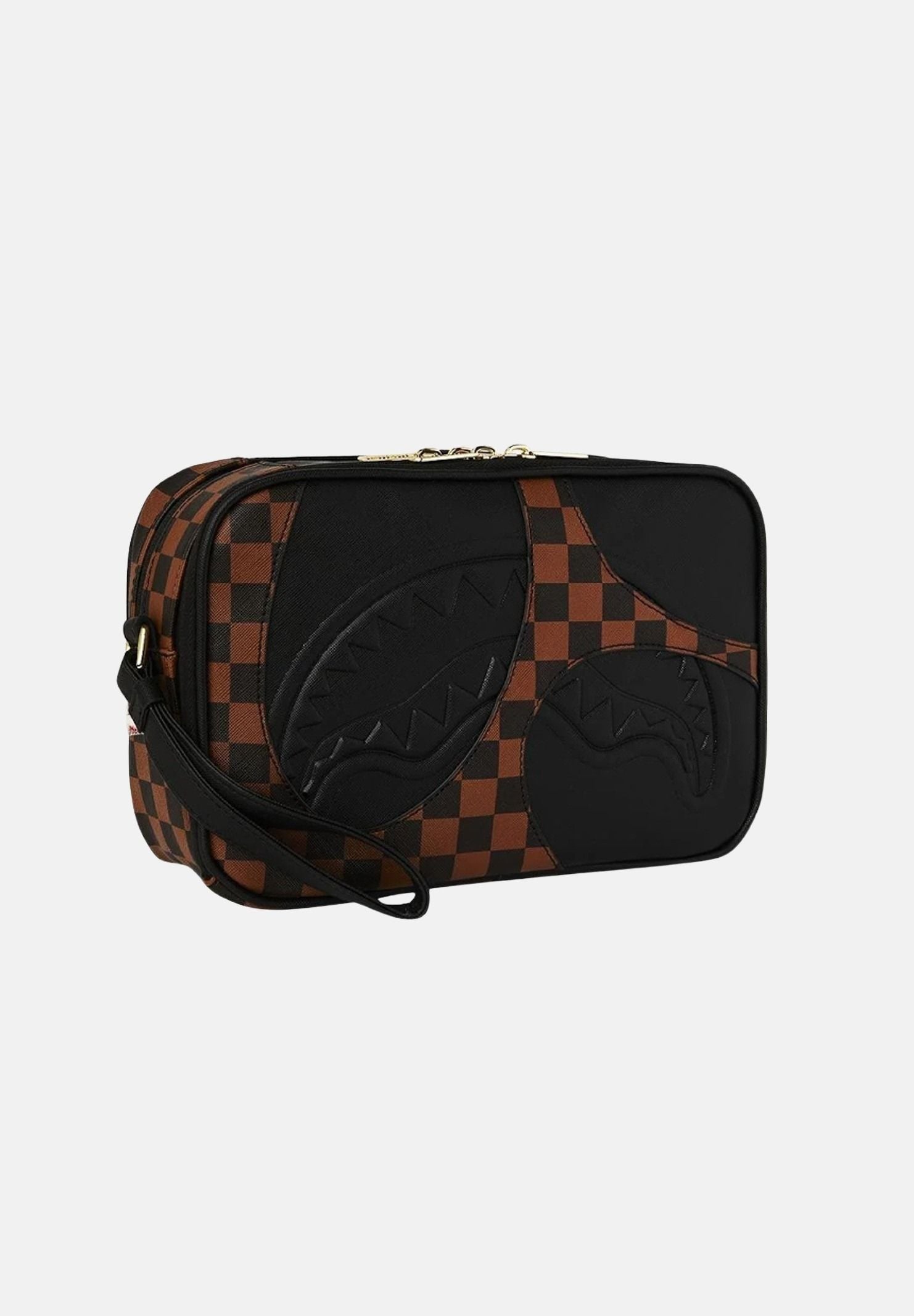 SPRAYGROUND Pochette JETSTREAM BROWN TOILETRY BAG marrone e nera per uomo e donna 910B8282NSZ . SPRAYGROUND