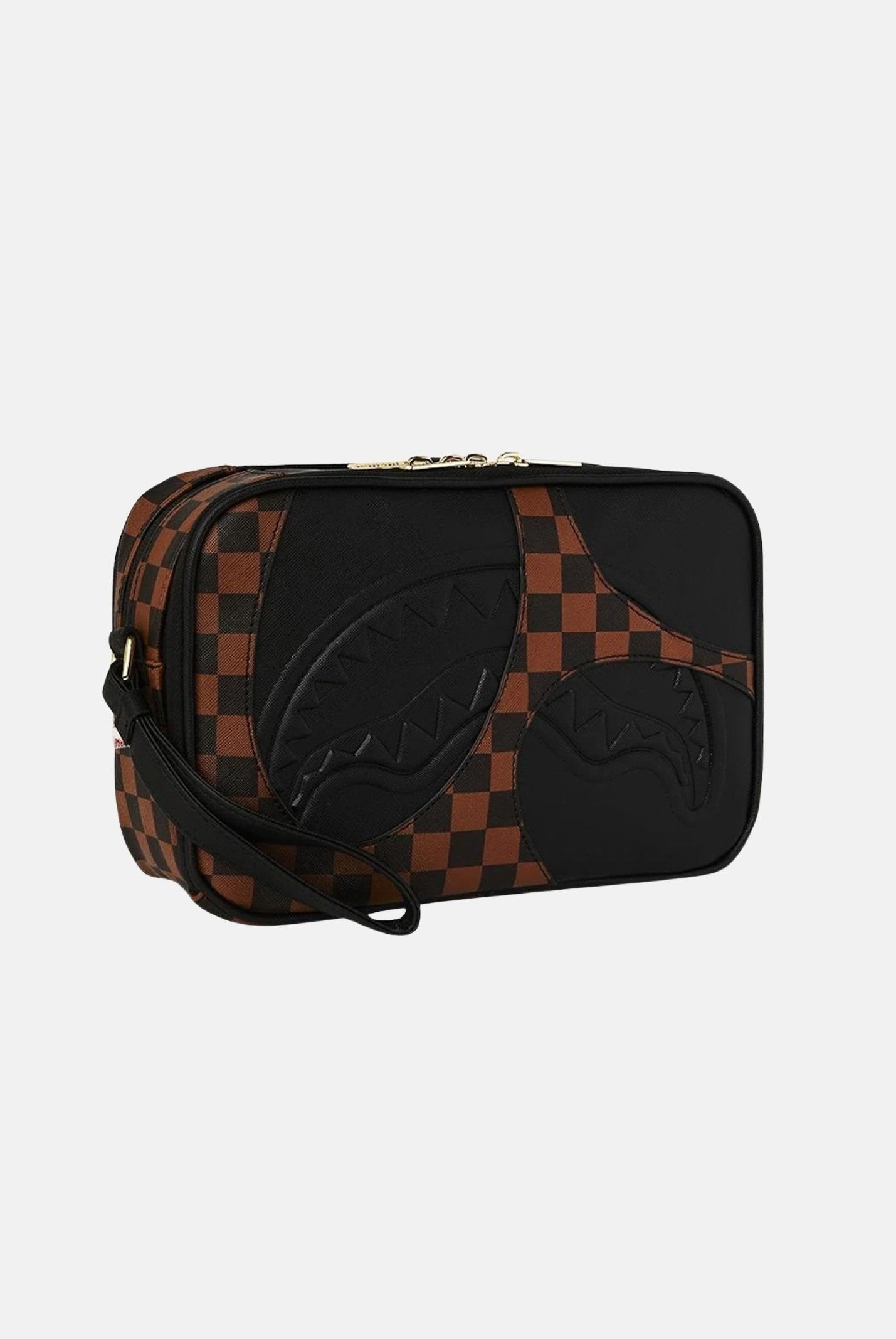 SPRAYGROUND Pochette JETSTREAM BROWN TOILETRY BAG marrone e nera per uomo e donna 910B8282NSZ . SPRAYGROUND