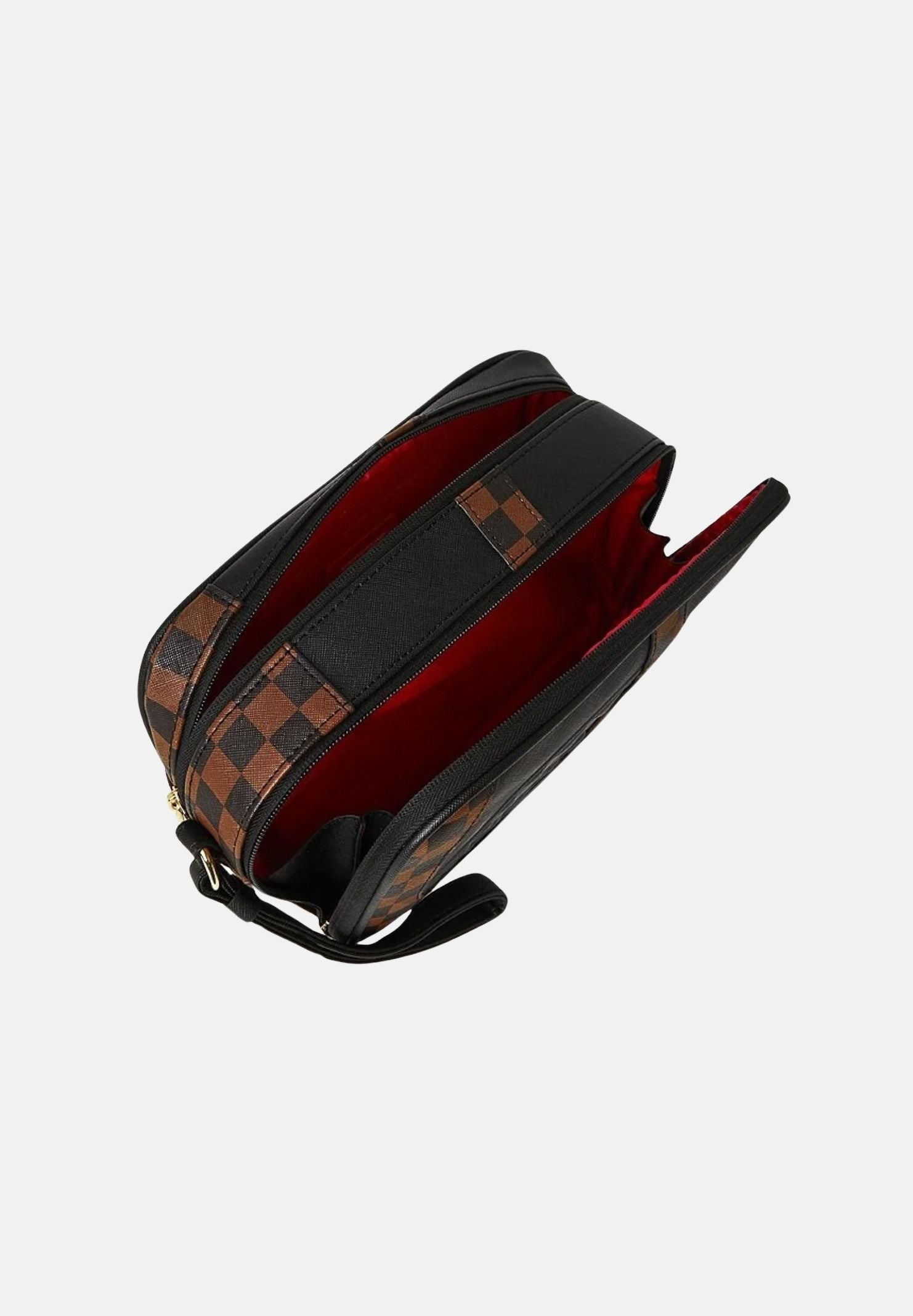 SPRAYGROUND Pochette JETSTREAM BROWN TOILETRY BAG marrone e nera per uomo e donna 910B8282NSZ . SPRAYGROUND