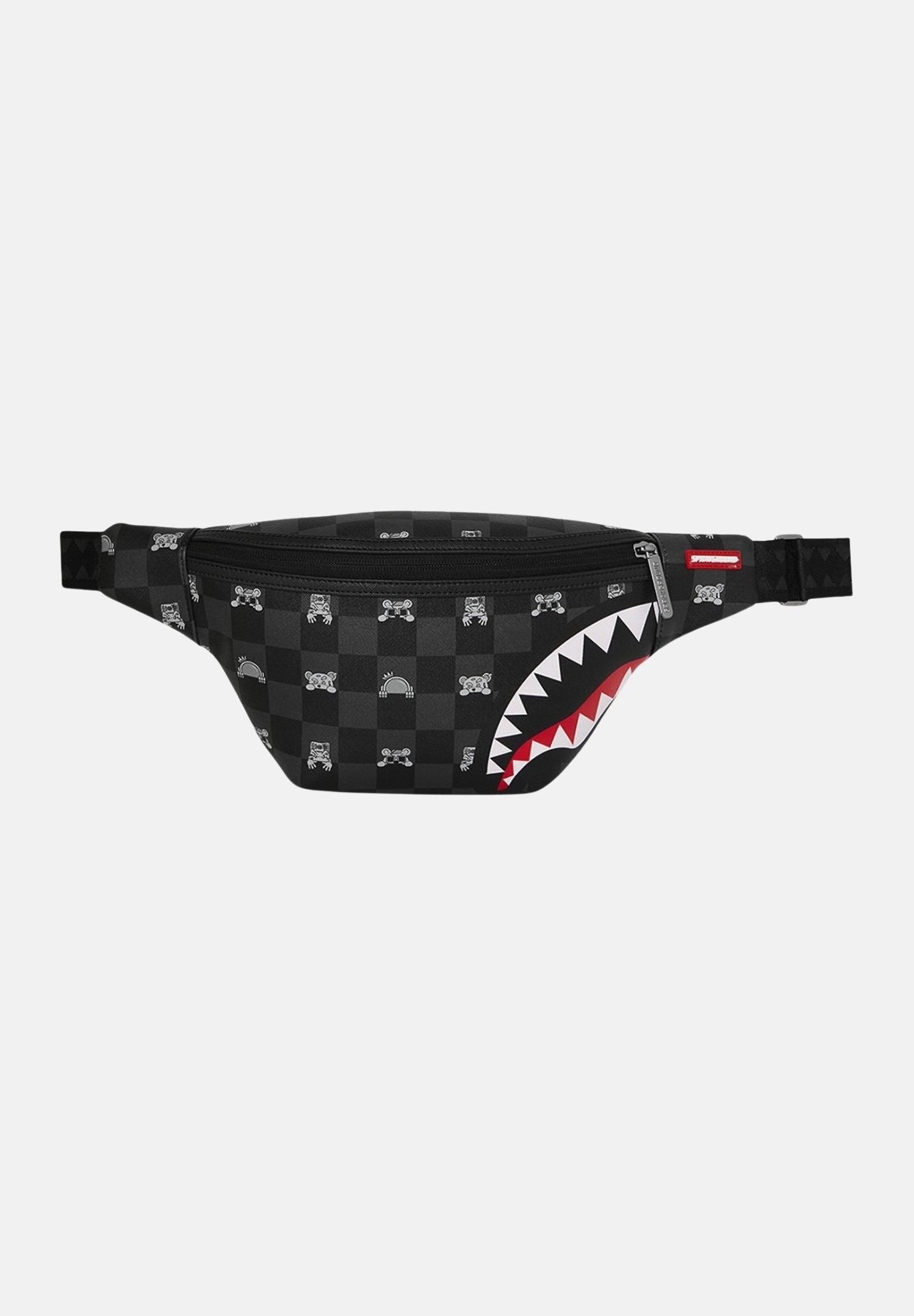 SPRAYGROUND Marsupio Gray Peeking Character Check Savvy nero per uomo e donna<BR/> 910B8912NSZ . SPRAYGROUND
