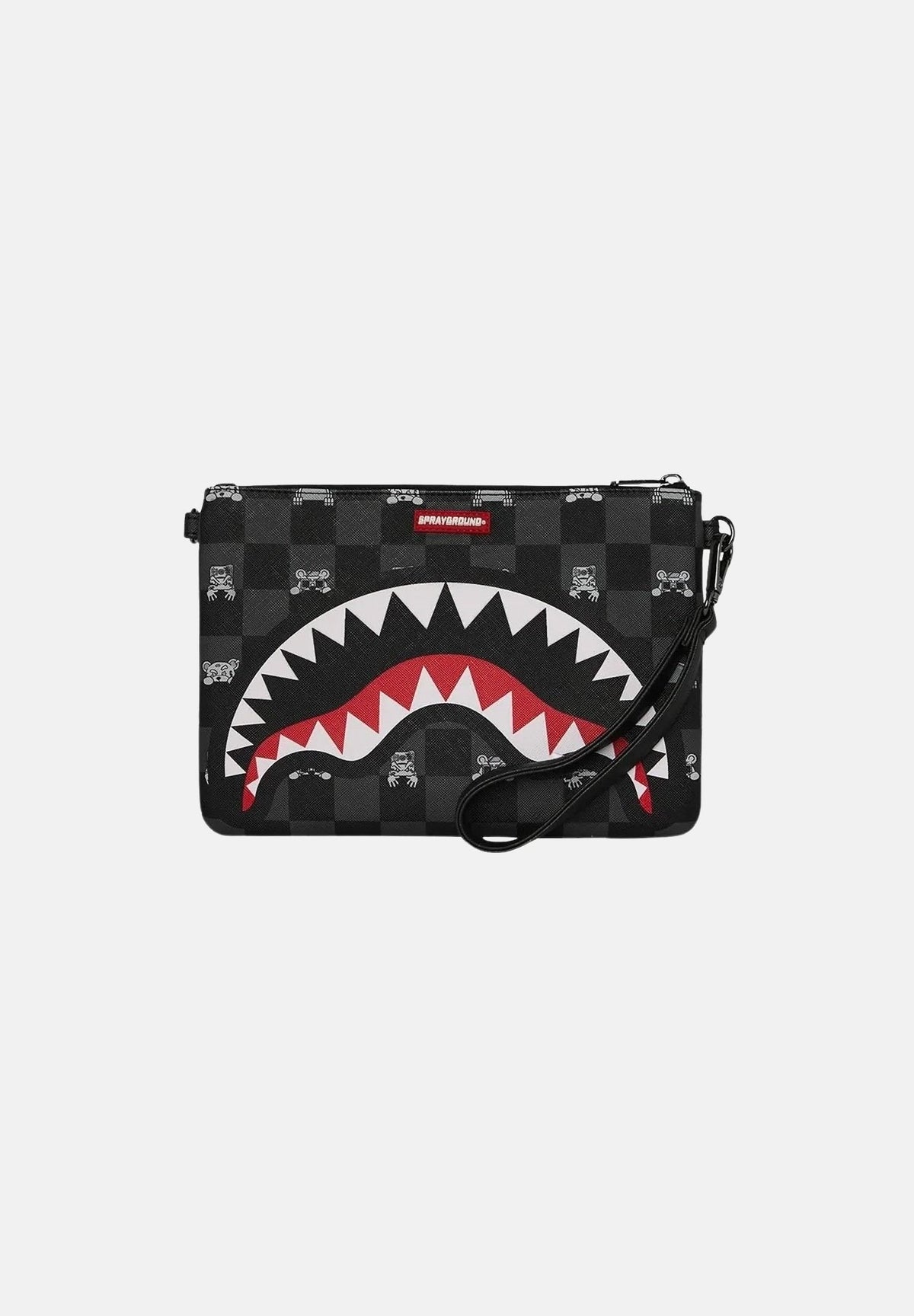 SPRAYGROUND Pochette GRAY PEEKING CHARACTER CHECK nera per uomo e donna 910B8915NSZ . SPRAYGROUND