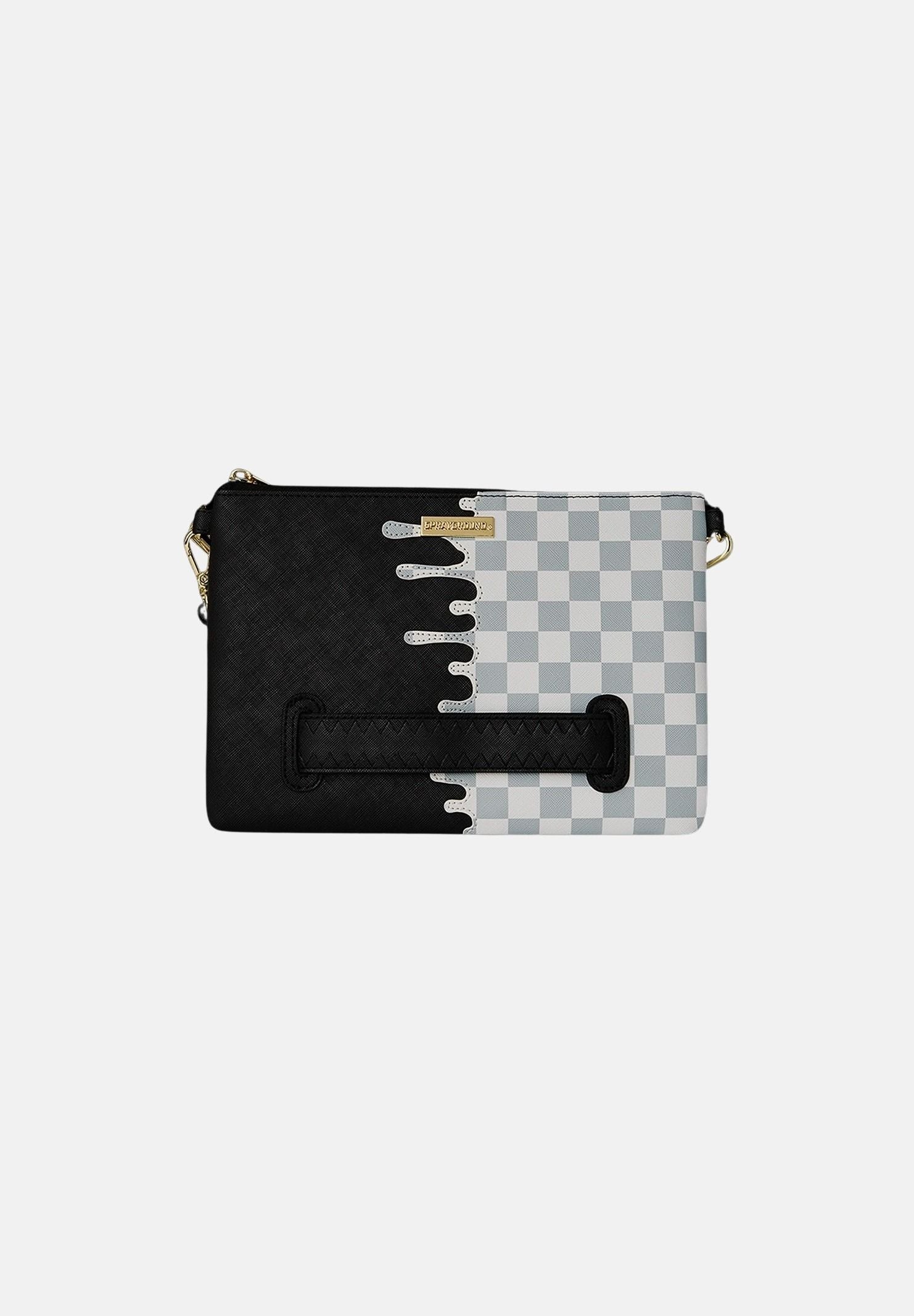 SPRAYGROUND Pochette Cream Check Unifished Shark bianca e nera da donna 910B8919NSZ . SPRAYGROUND