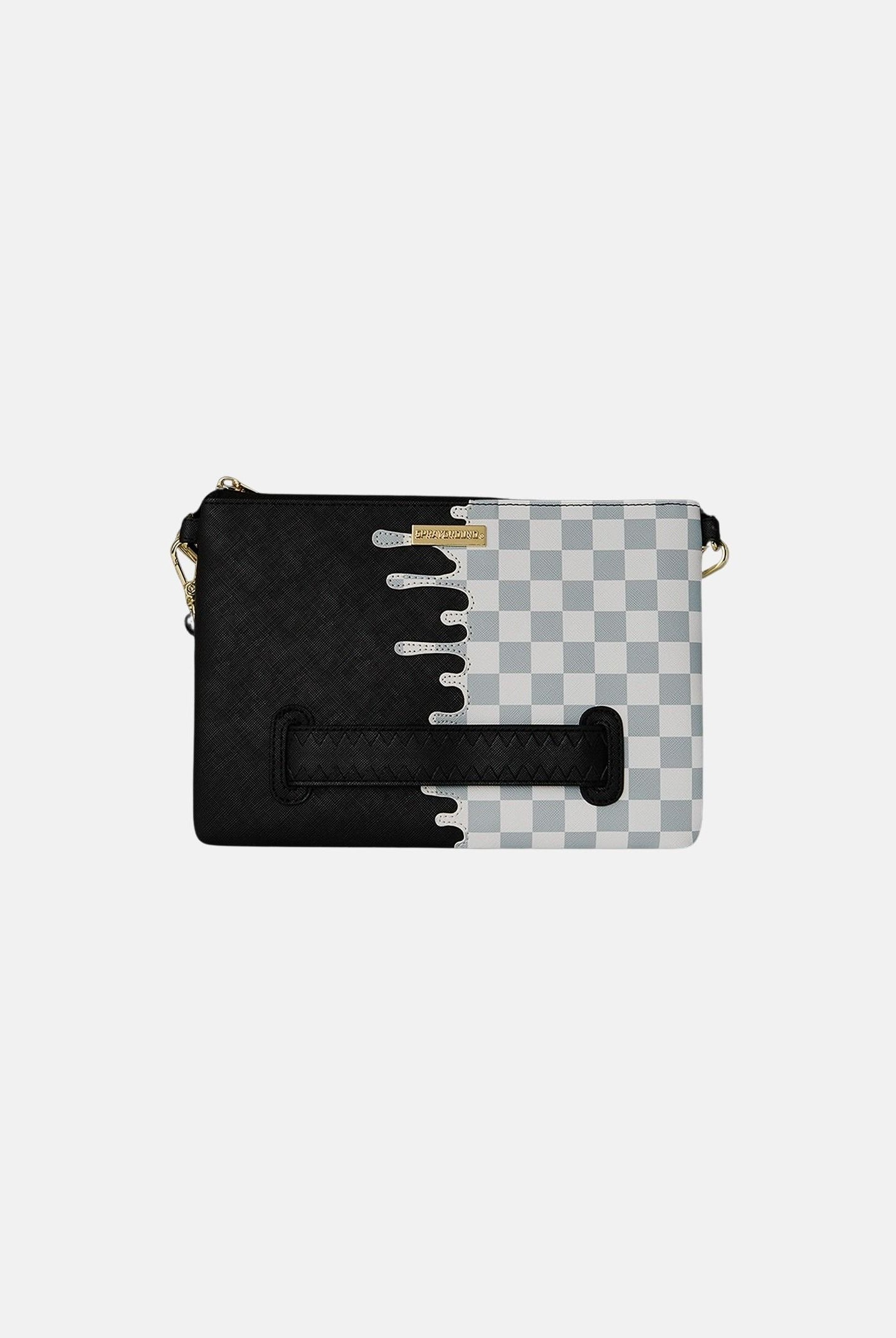 SPRAYGROUND Pochette Cream Check Unifished Shark bianca e nera da donna 910B8919NSZ . SPRAYGROUND