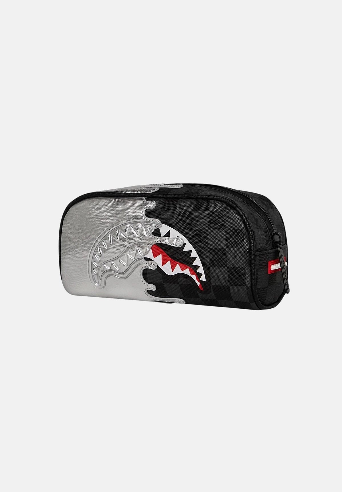 SPRAYGROUND Astuccio Silver Side Drip Black Check nero e argento per uomo e donna 910B8927NSZ . SPRAYGROUND