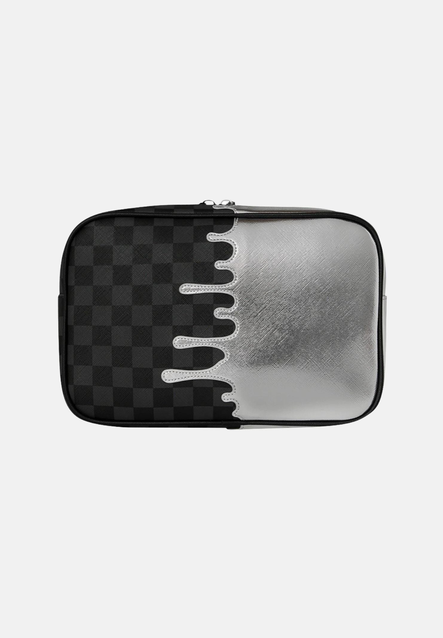 SPRAYGROUND Pochette Silver Side Drip argento e nera per uomo e donna 910B8928NSZ . SPRAYGROUND