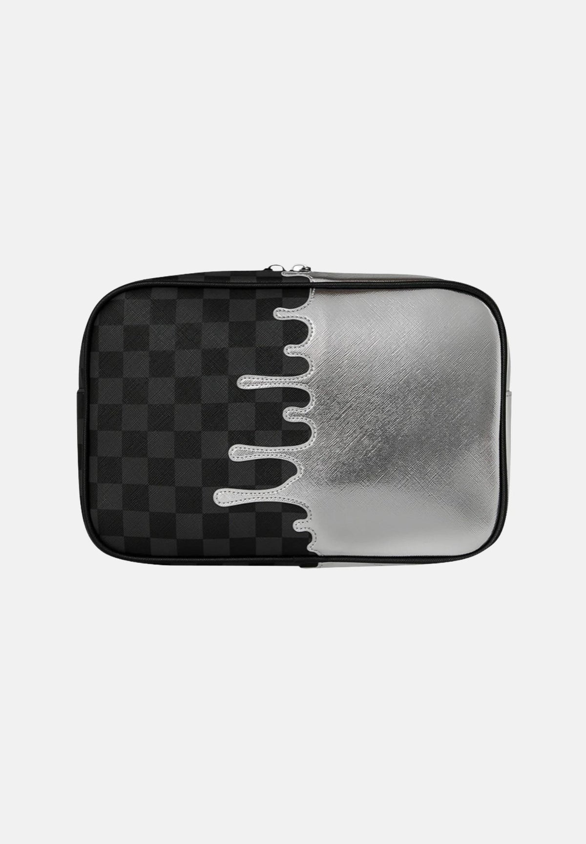 SPRAYGROUND Pochette Silver Side Drip argento e nera per uomo e donna 910B8928NSZ . SPRAYGROUND
