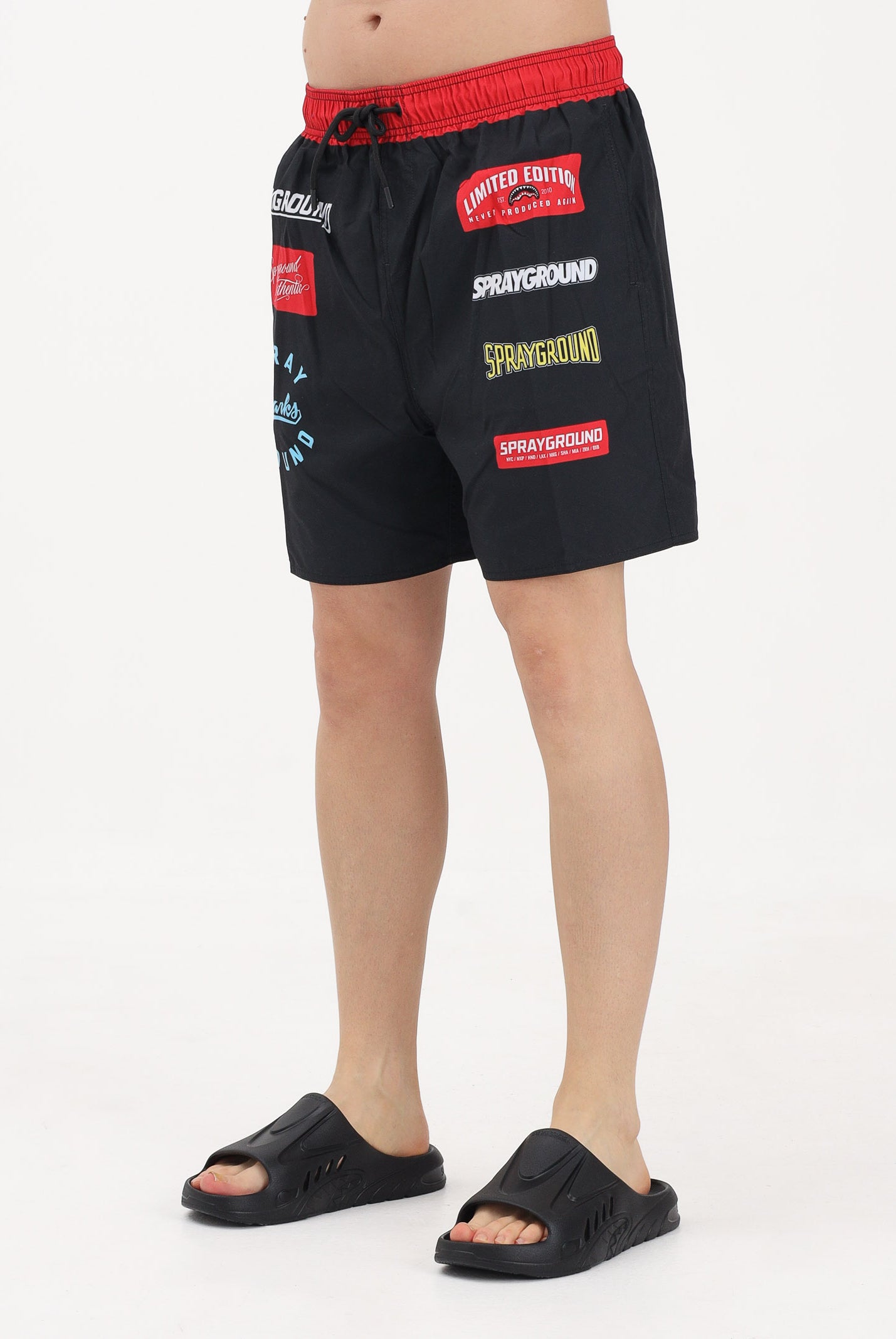 SPRAYGROUND Shorts mare SG Logo Patches nero da uomo 910SWM2043 . SPRAYGROUND