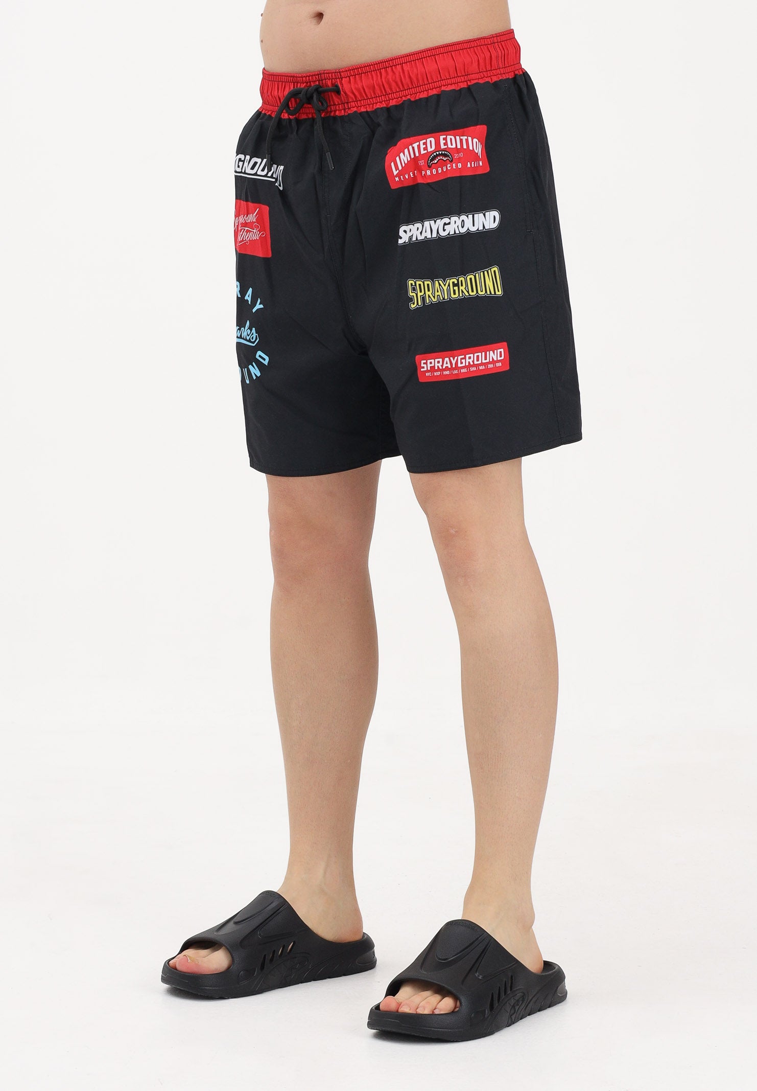 SPRAYGROUND Shorts mare SG Logo Patches nero da uomo 910SWM2043 . SPRAYGROUND