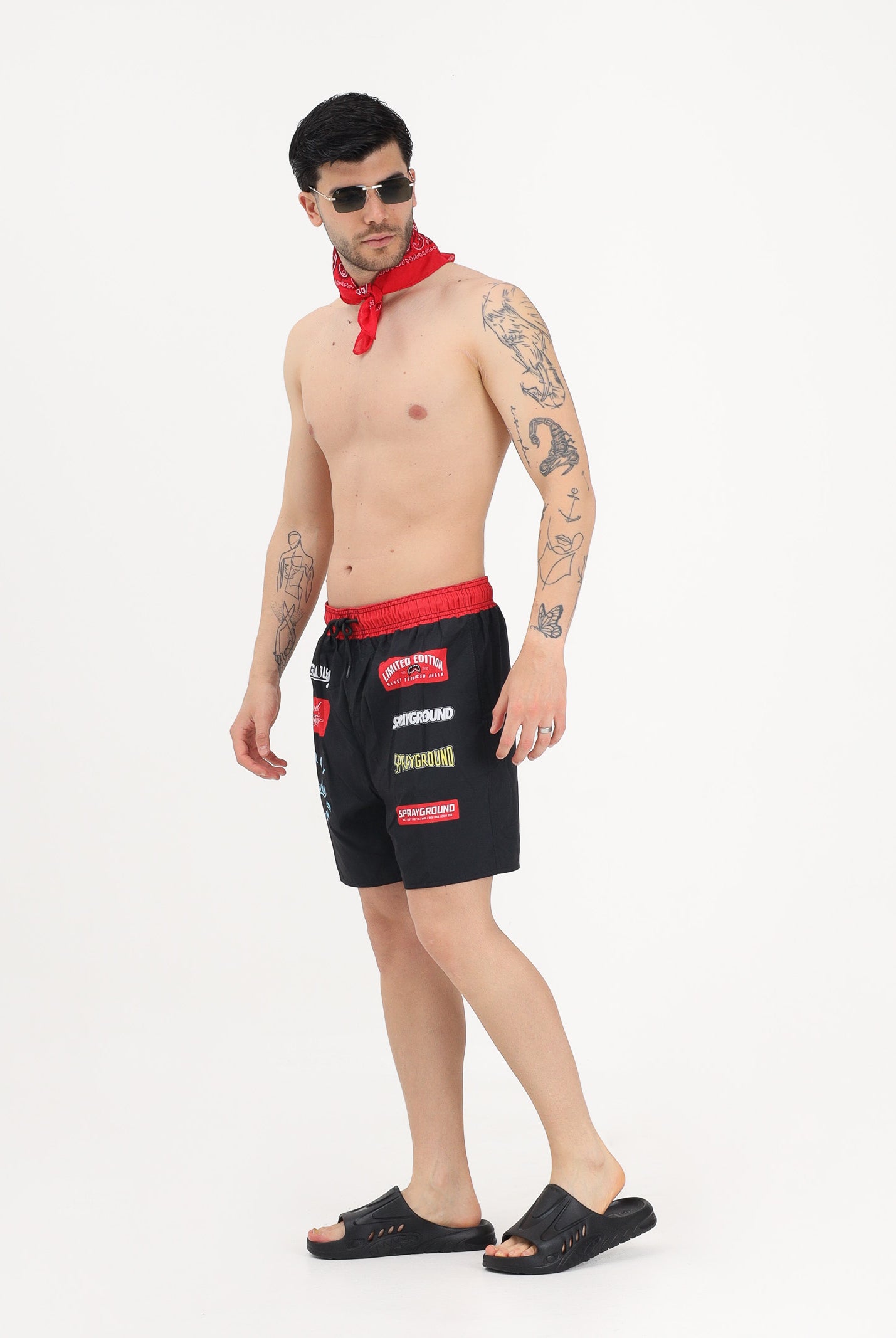 SPRAYGROUND Shorts mare SG Logo Patches nero da uomo 910SWM2043 . SPRAYGROUND