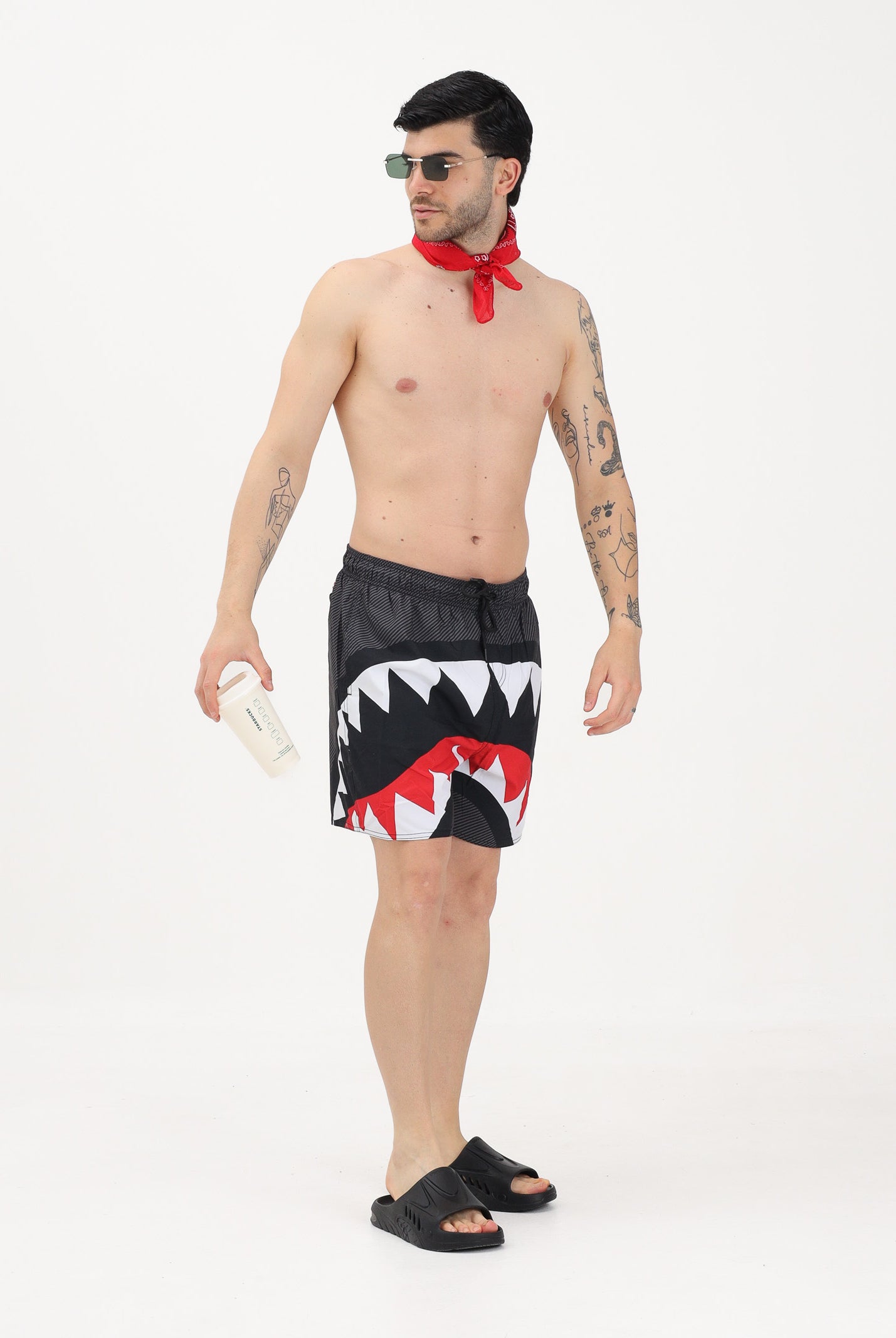 SPRAYGROUND Shorts mare PIXEL MOUTH nero da uomo 910SWM2046 . SPRAYGROUND