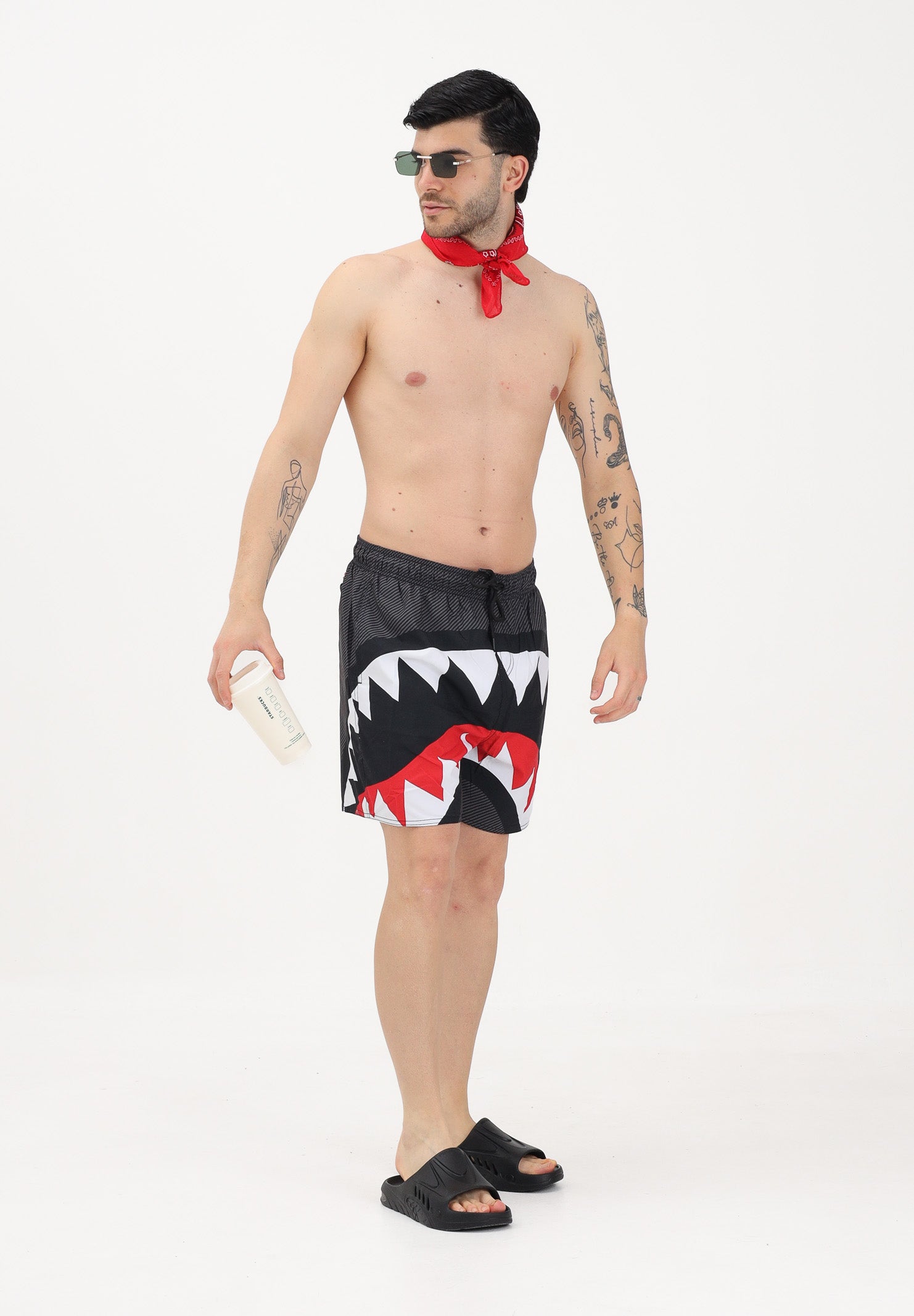 SPRAYGROUND Shorts mare PIXEL MOUTH nero da uomo 910SWM2046 . SPRAYGROUND