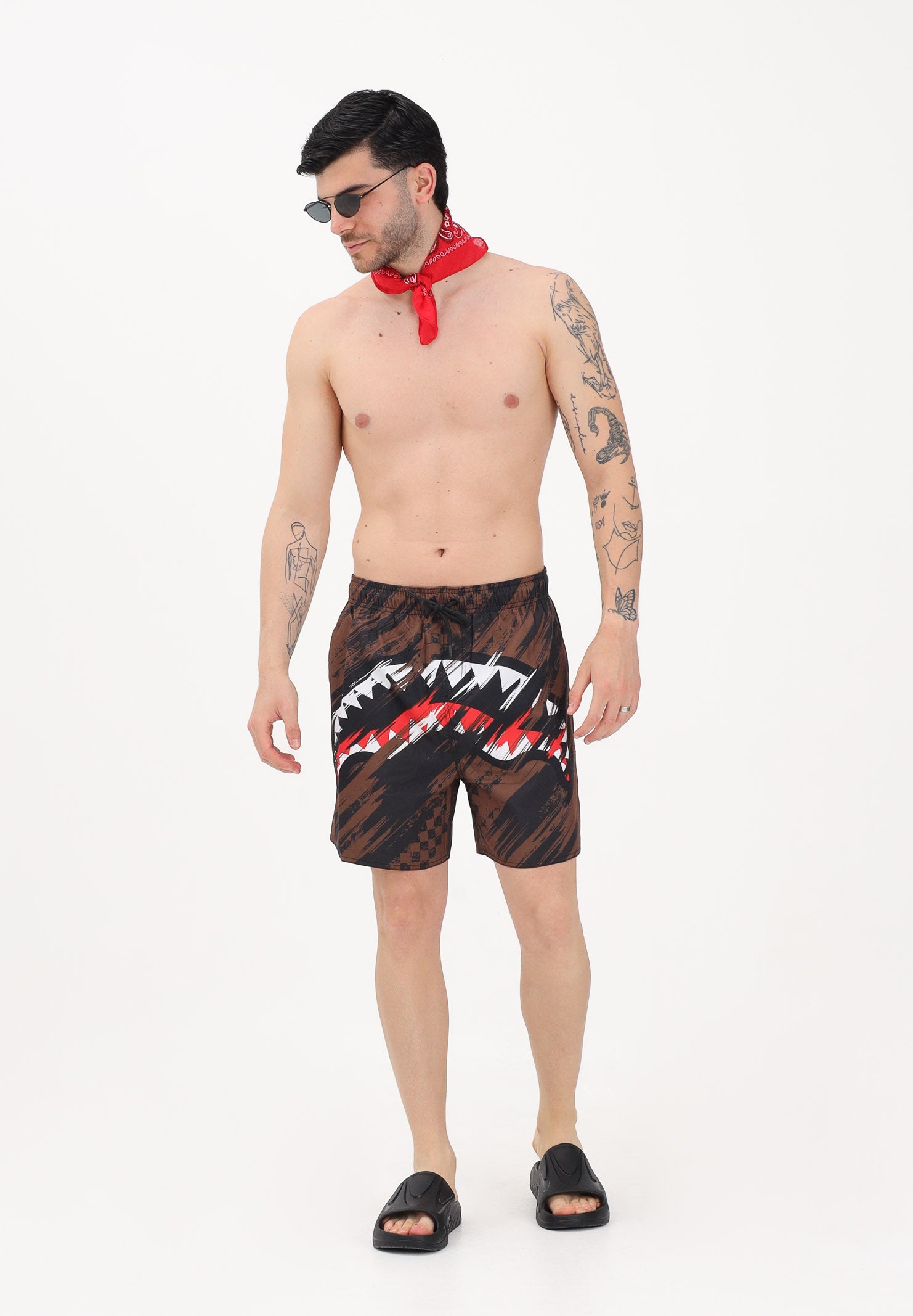 SPRAYGROUND Shorts mare SMEARED marrone e nero da uomo 910SWM2051 . SPRAYGROUND