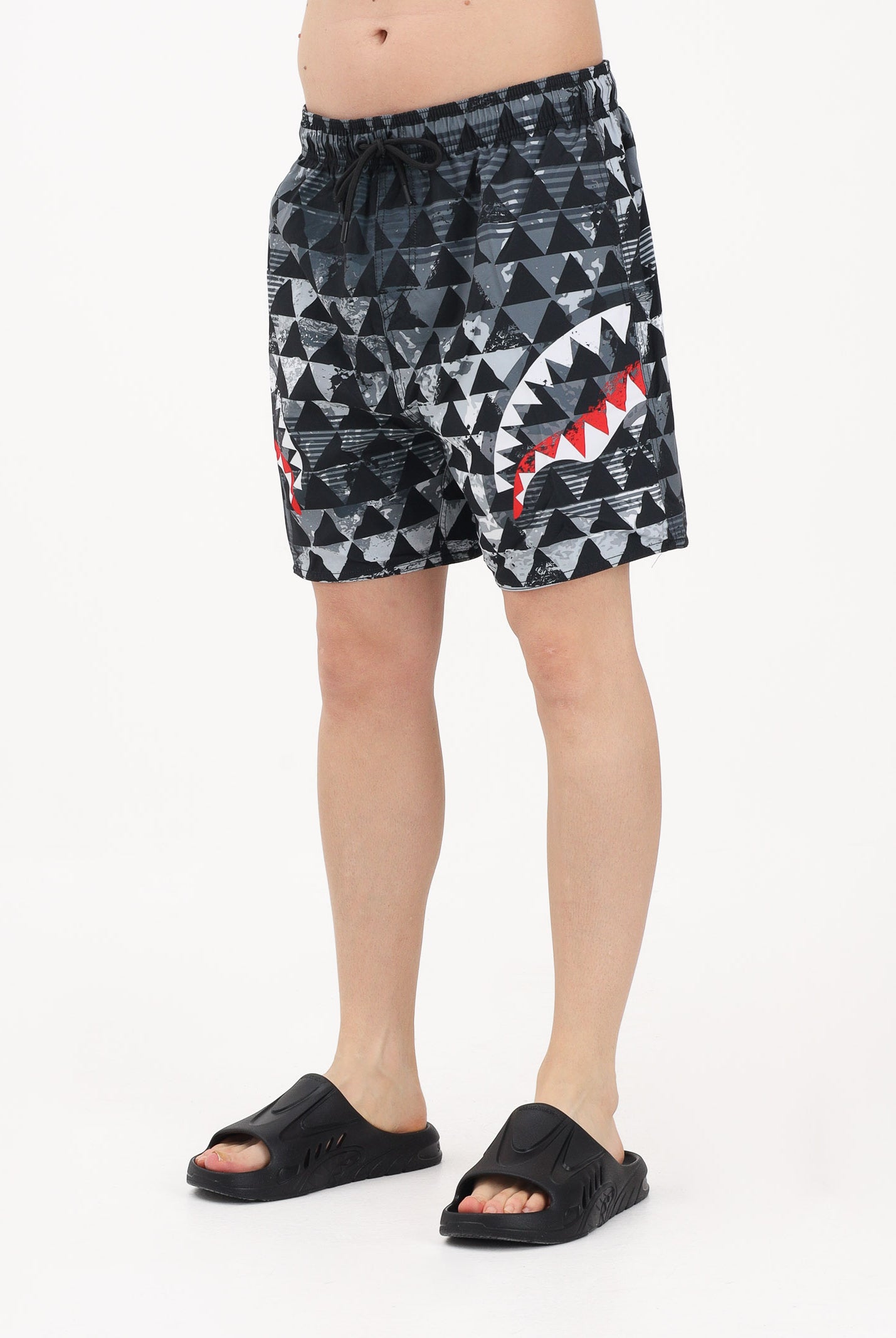 SPRAYGROUND Shorts mare PIXEL MOUTH nero, grigio e bianco da uomo 910SWM2058 . SPRAYGROUND