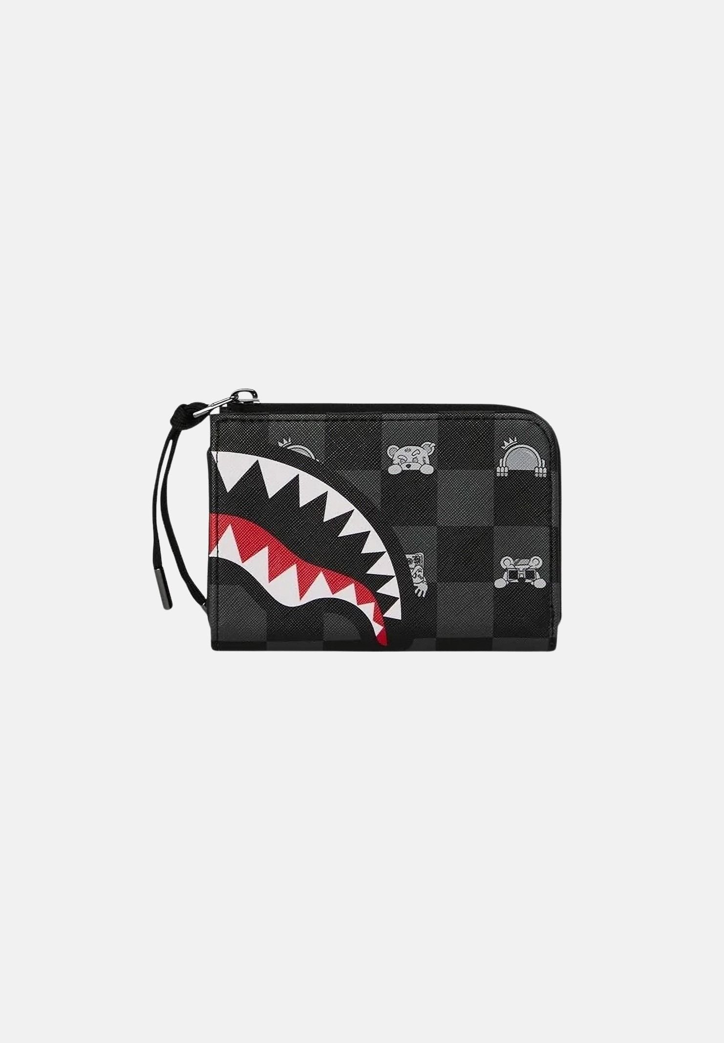 SPRAYGROUND Portafogli GRAY PEEKING CHARACTER CHECK nero per uomo e donna 910W8917NSZ . SPRAYGROUND