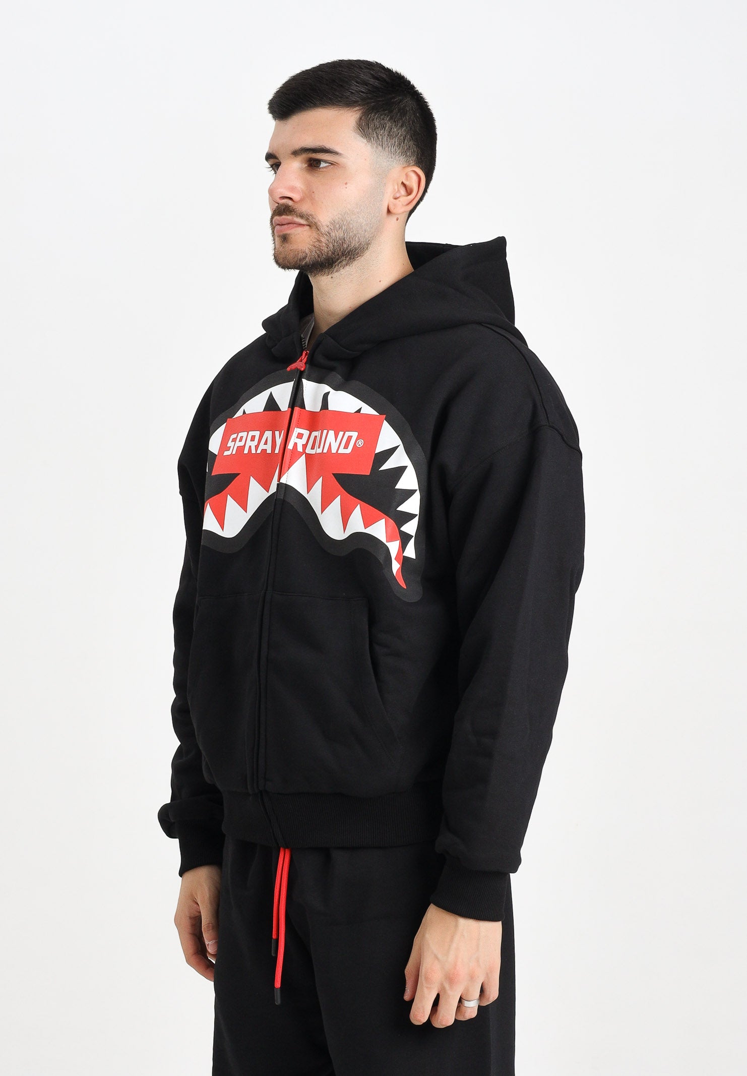 SPRAYGROUND Felpa con zip Smash Logo Perfect nera da uomo SP785GBLK . SPRAYGROUND