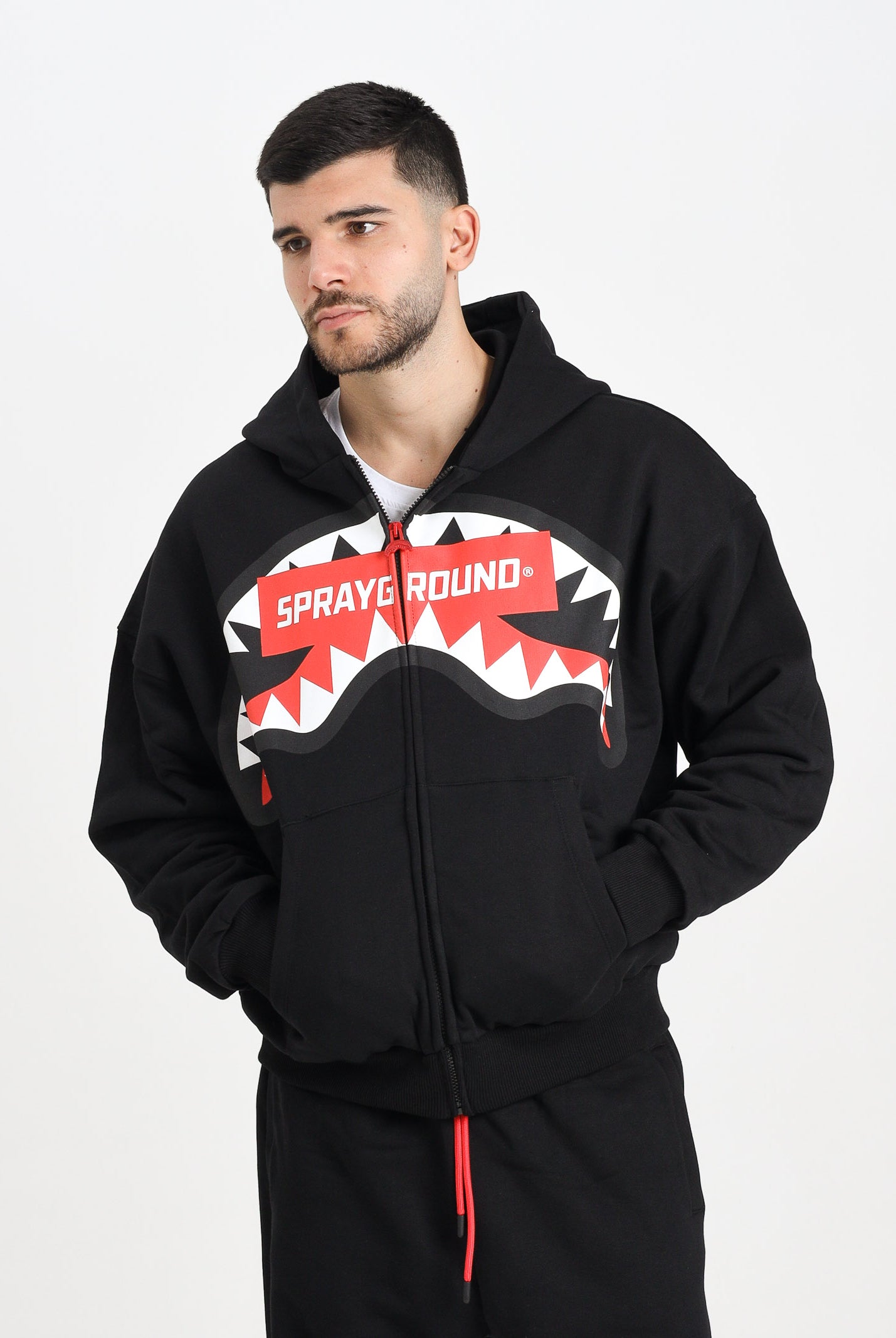 SPRAYGROUND Felpa con zip Smash Logo Perfect nera da uomo SP785GBLK . SPRAYGROUND
