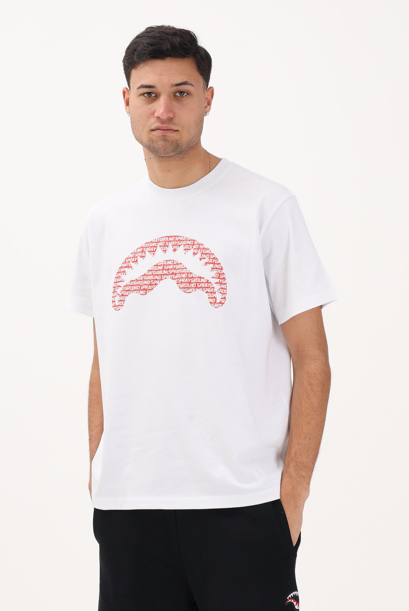 SPRAYGROUND T-shirt a manica corta bianca da uomo con stampa SP848WHT . SPRAYGROUND
