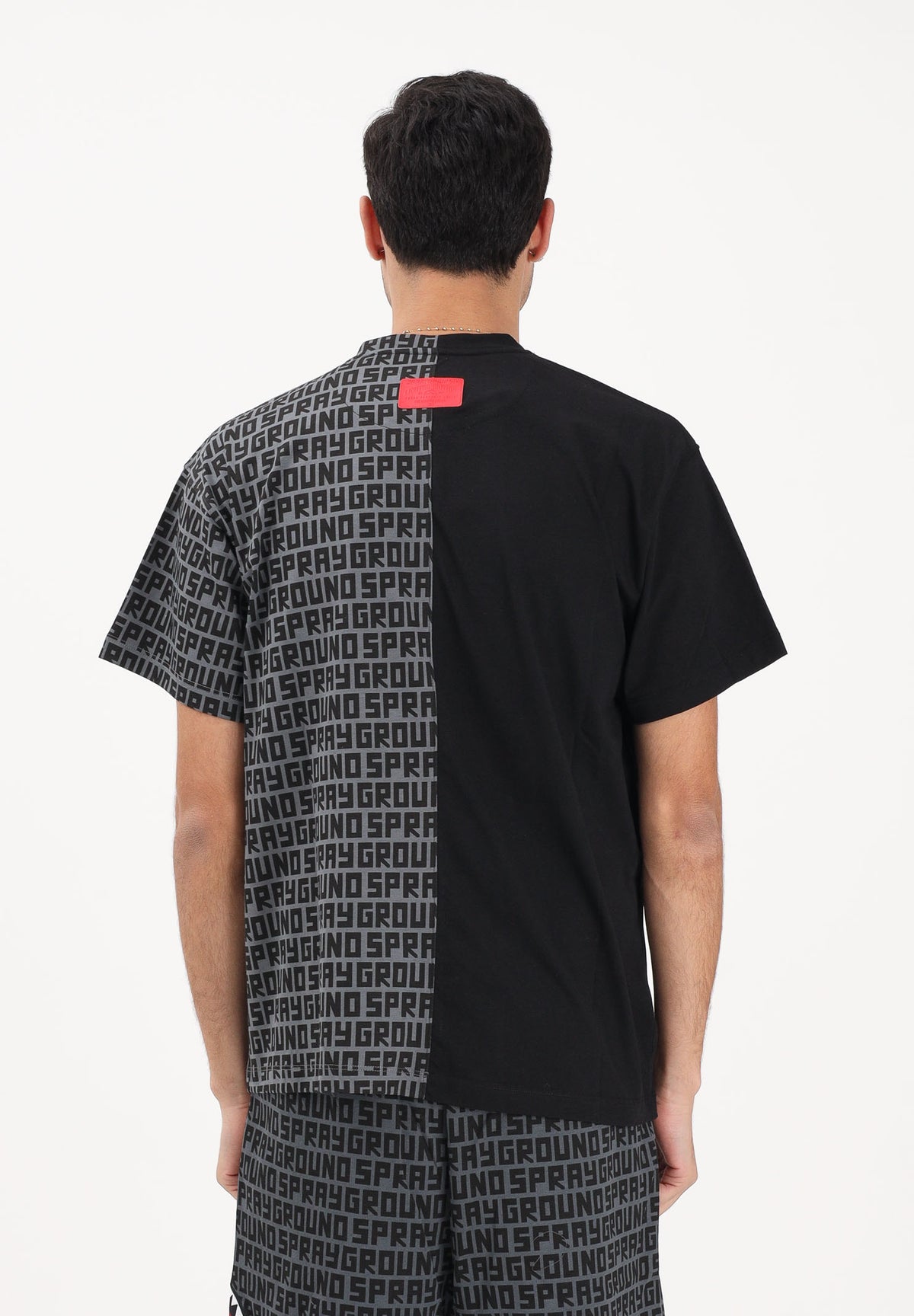 SPRAYGROUND T-shirt a manica corta grigia e nera da uomo SP851 . SPRAYGROUND