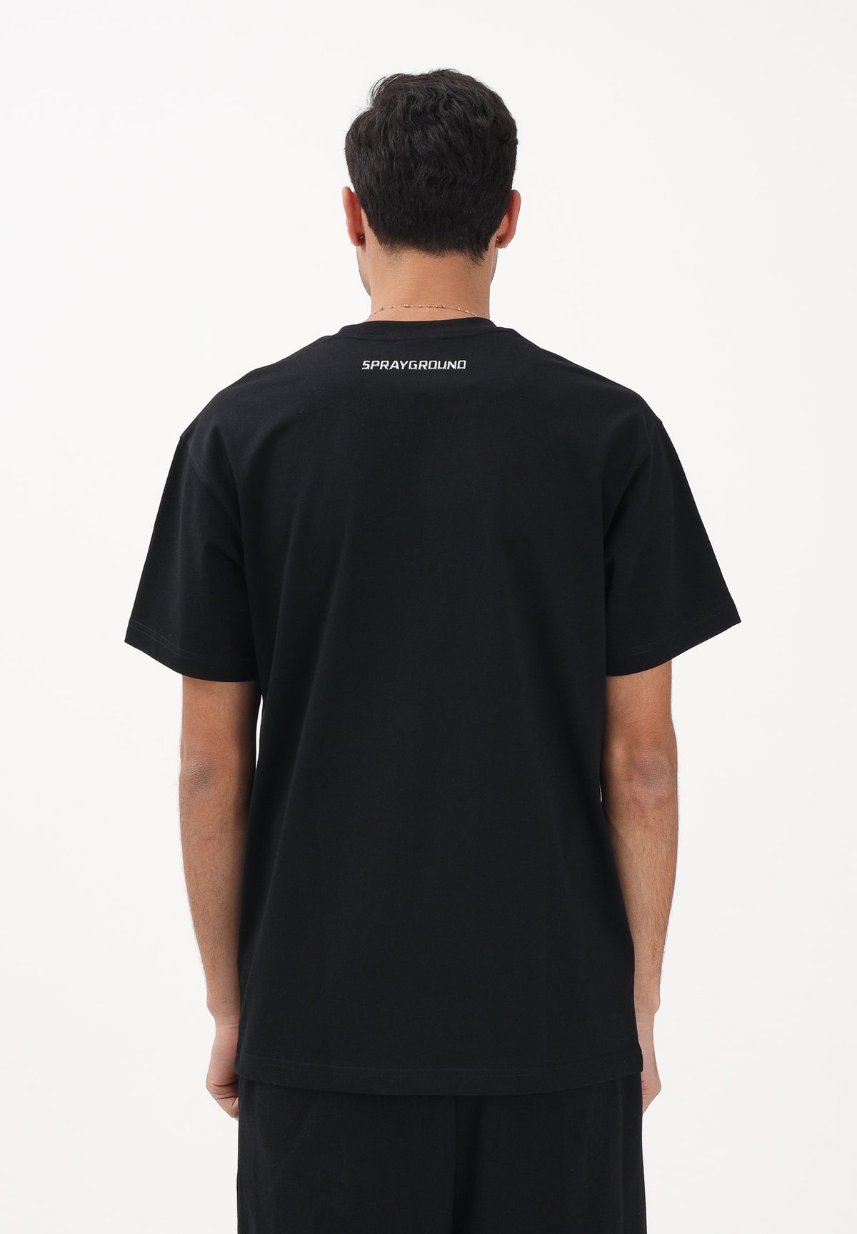 SPRAYGROUND T-shirt a manica corta nera da uomo con logo Shark SP895BLK . SPRAYGROUND