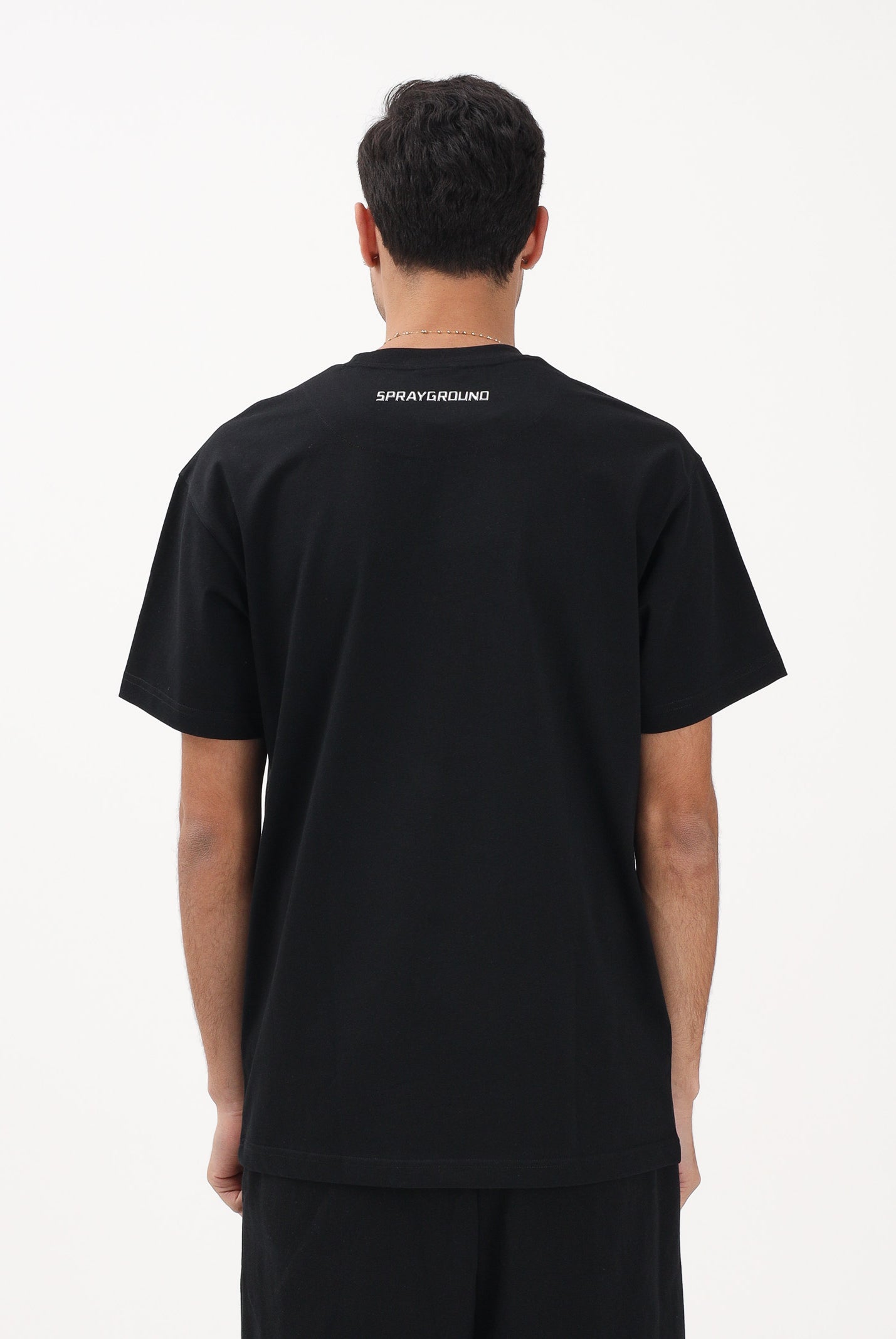 SPRAYGROUND T-shirt a manica corta nera da uomo con logo Shark SP895BLK . SPRAYGROUND