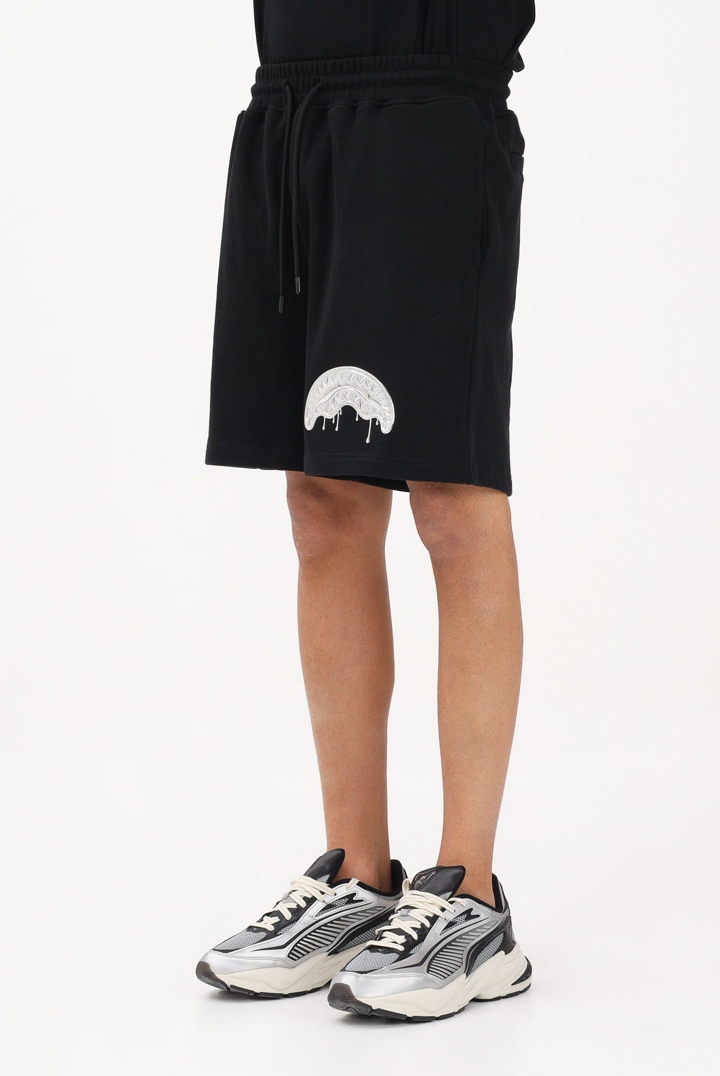 SPRAYGROUND Shorts sportivo nero da uomo con logo Shark SP898EBLK . SPRAYGROUND