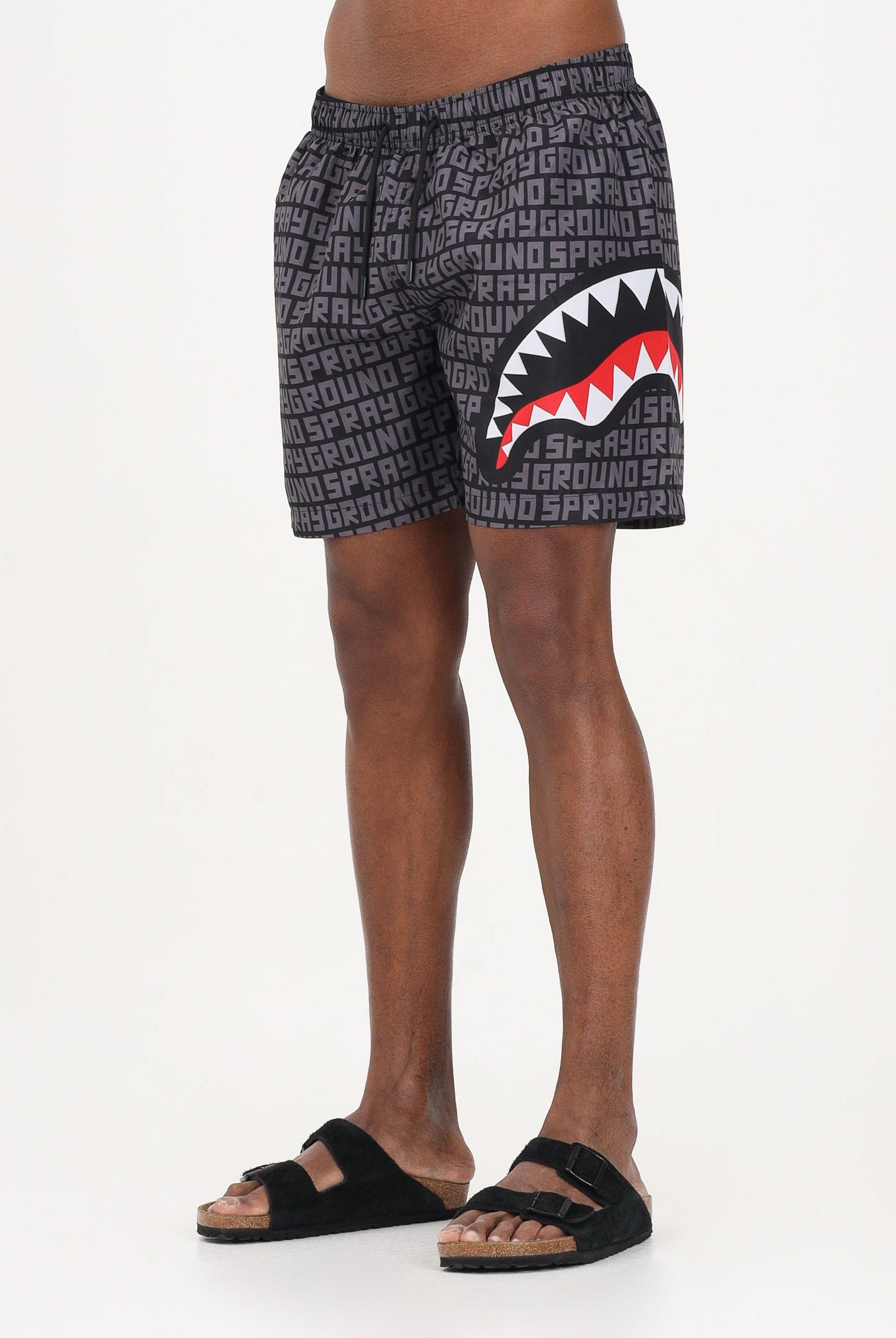 SPRAYGROUND Shorts mare nero da uomo con lettering all-over SP917GREY . SPRAYGROUND