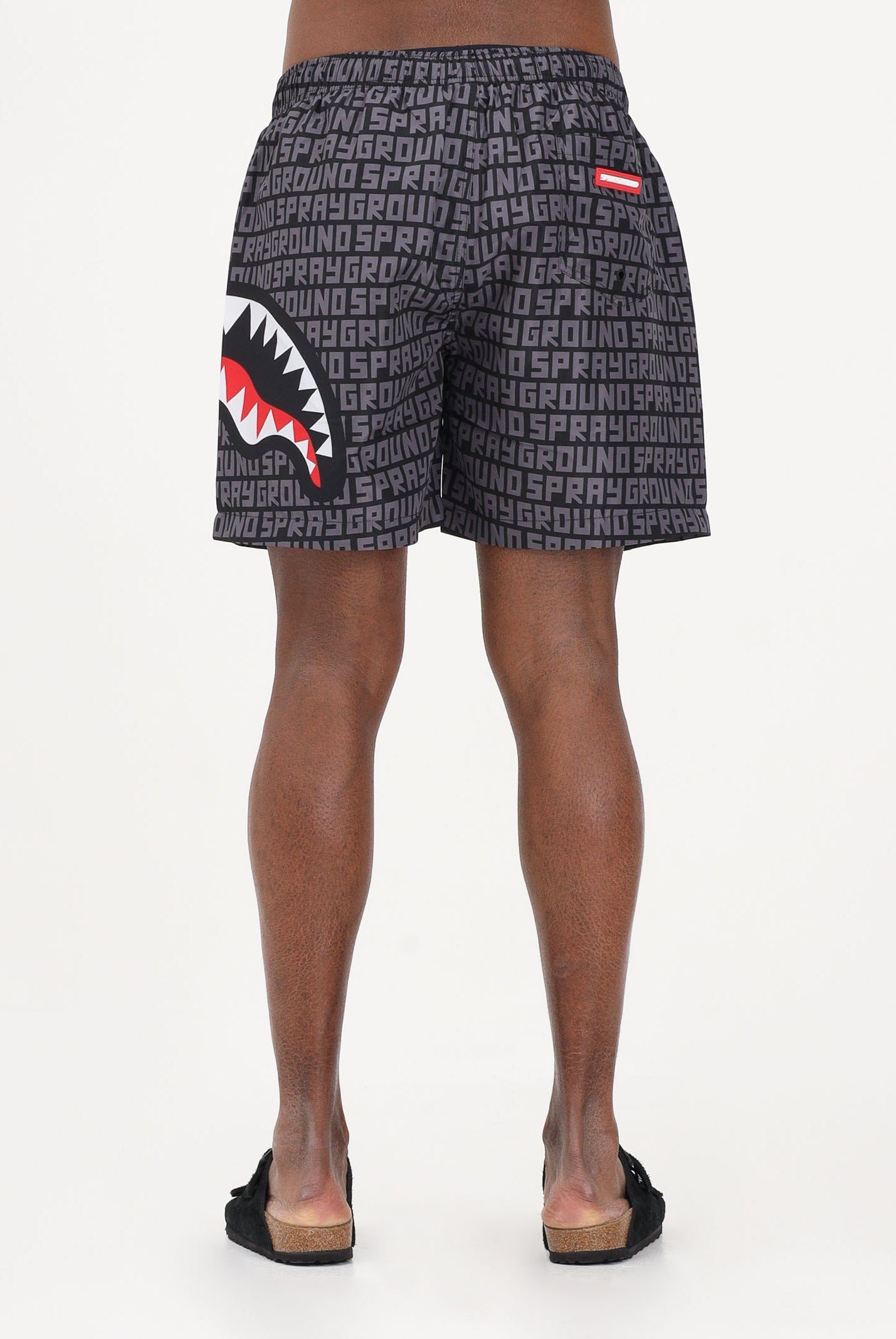 SPRAYGROUND Shorts mare nero da uomo con lettering all-over SP917GREY . SPRAYGROUND