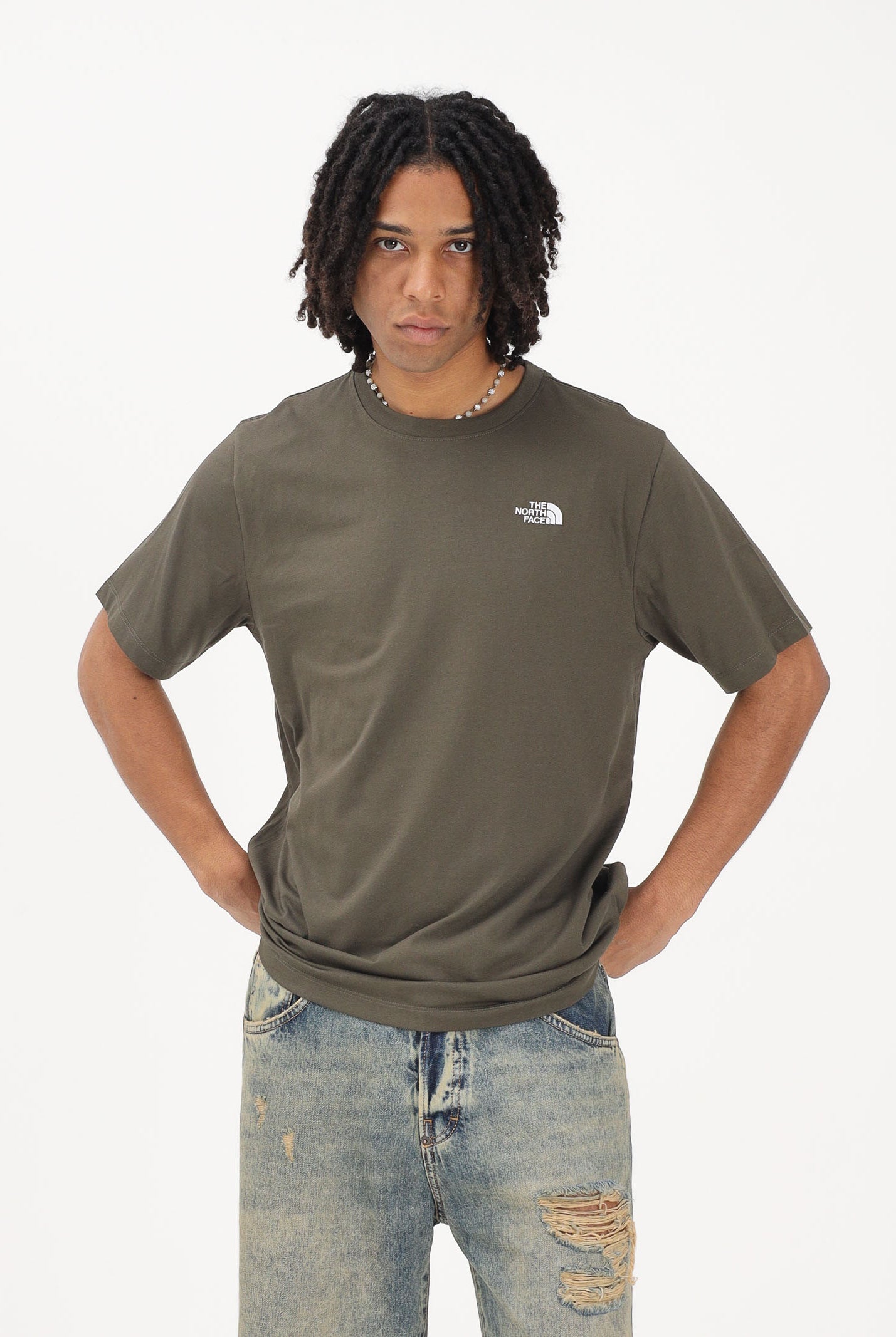 THE NORTH FACE T-shirt a manica corta Evolution Simple Dome Regular verde militare da uomo NF0A8CZ221L1 . THE NORTH FACE