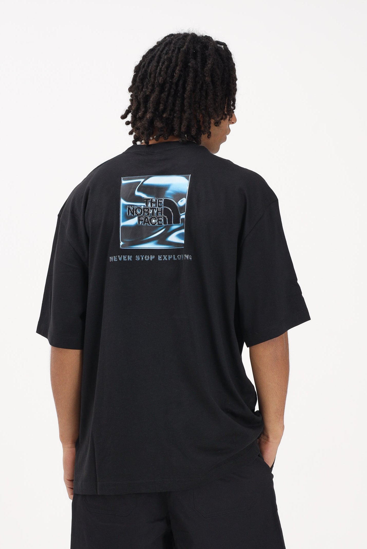 THE NORTH FACE T-shirt a manica corta Liquid NSE Box Oversized Graphic nera da uomo NF0A8G9WJK31 . THE NORTH FACE