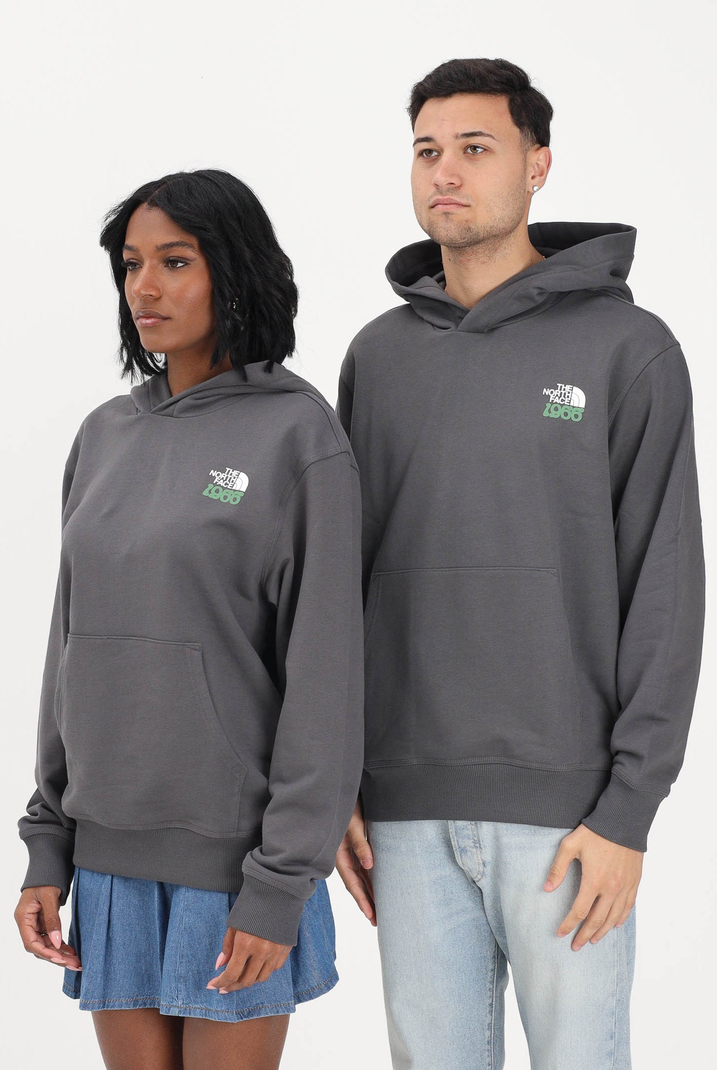 THE NORTH FACE Felpa con cappuccio 1966 Motion Relaxed grigia per uomo e donna NF0A8GAJRHI1 . THE NORTH FACE