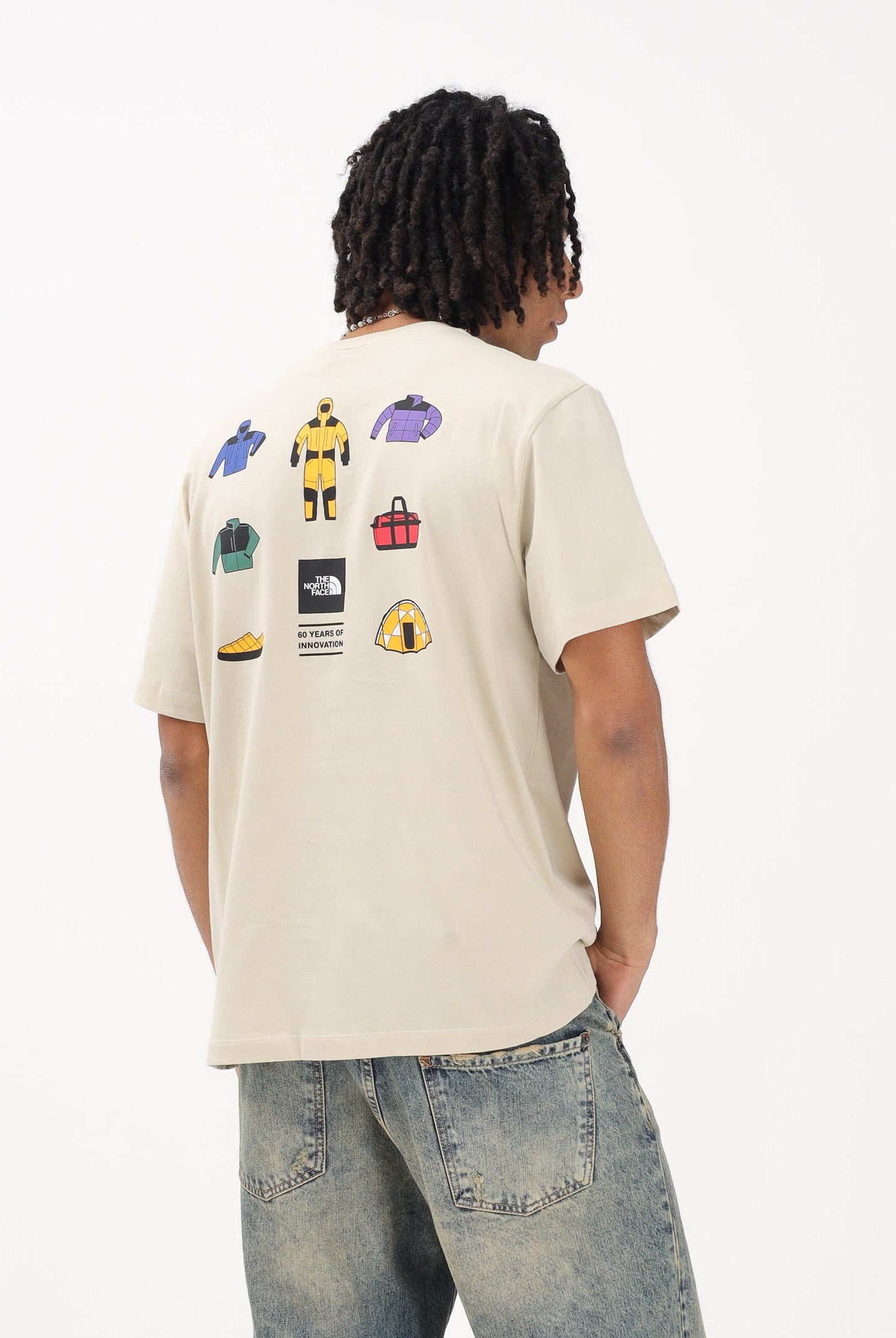 THE NORTH FACE T-shirt a manica corta Icon Celebration Regular beige da uomo NF0A8GASDOM1 . THE NORTH FACE