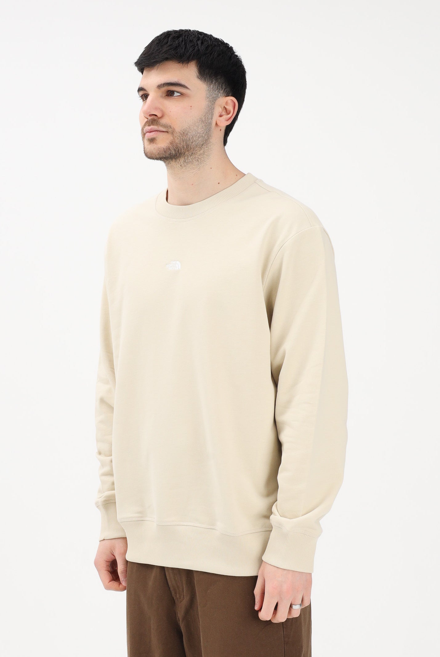 THE NORTH FACE Felpa girocollo Essential Light Relaxed beige da uomo NF0A8GQCDOM1 . THE NORTH FACE