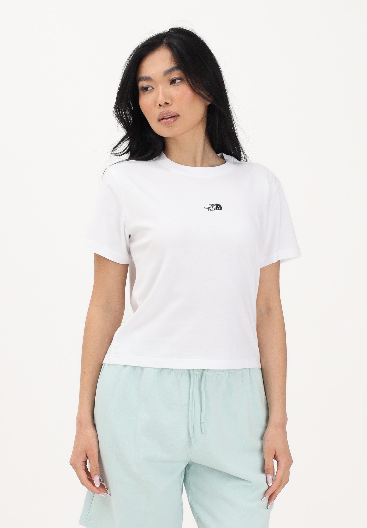THE NORTH FACE T-shirt a manica corta Essential Regular Cutie bianca da donna NF0A8GR1FN41 . THE NORTH FACE