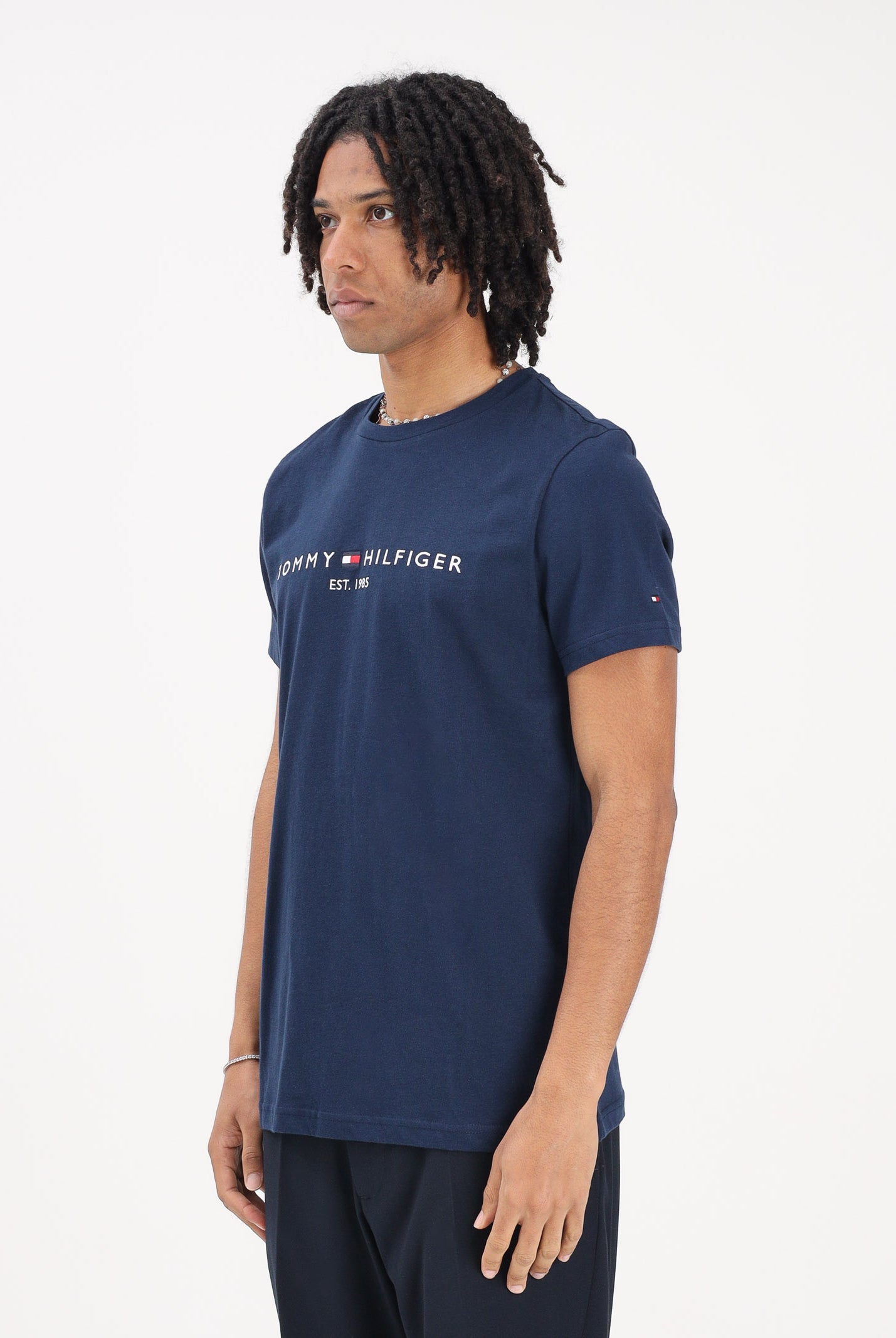 TOMMY HILFIGER T-shirt a manica corta blu da uomo con logo MW0MW11797 DCC TOMMY HILFIGER
