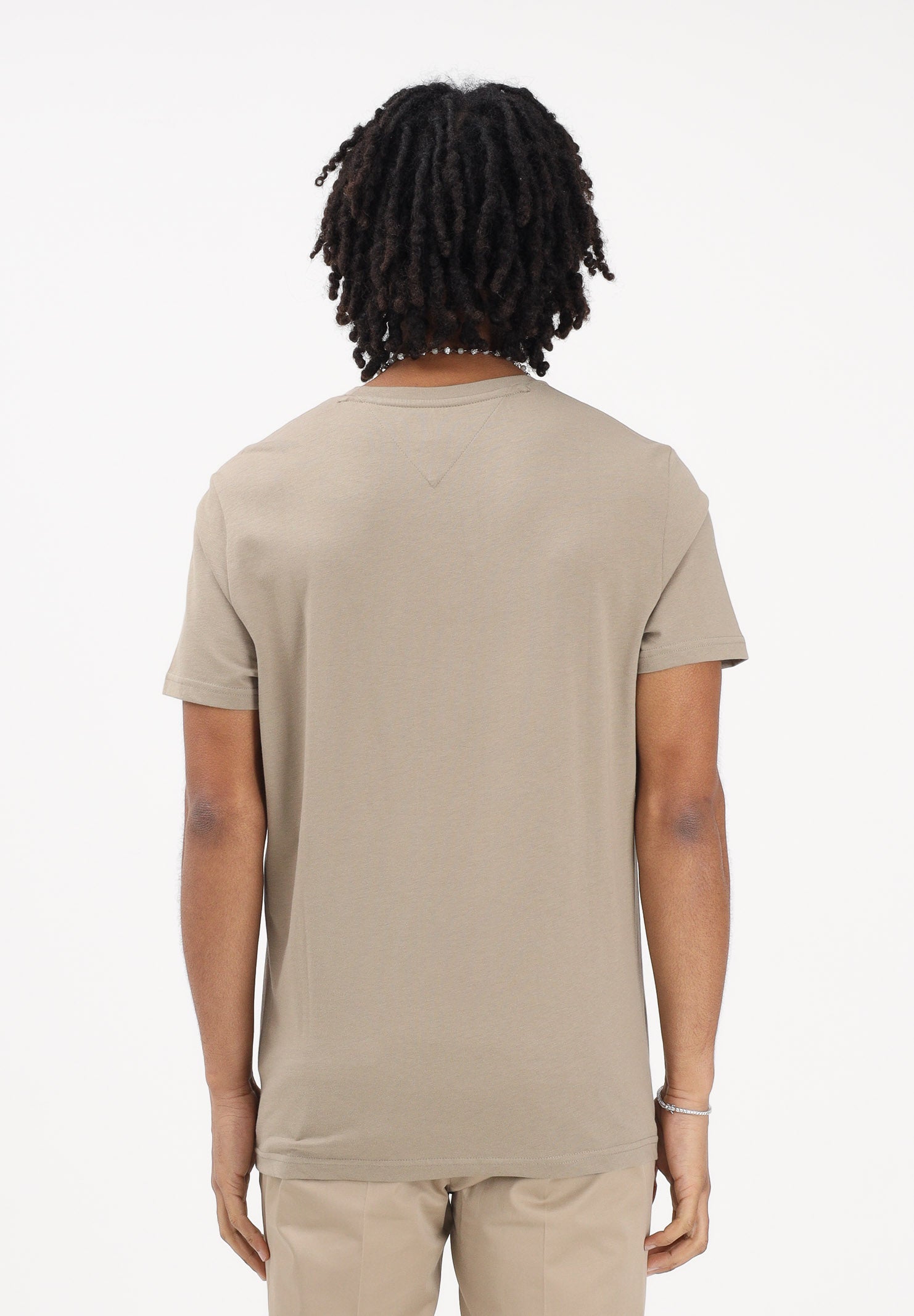 TOMMY HILFIGER T-shirt a manica corta beige da uomo con logo MW0MW11797 M03 TOMMY HILFIGER