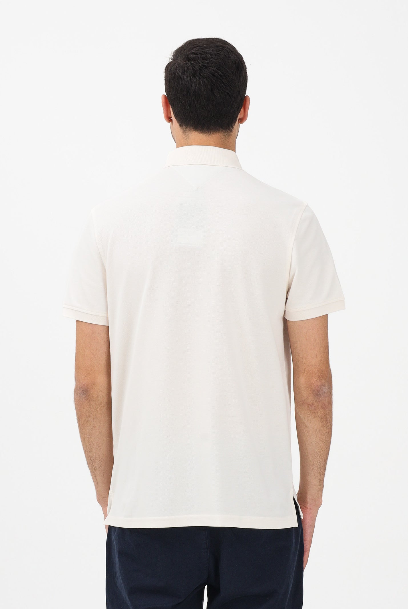 TOMMY HILFIGER Polo a manica corta panna da uomo con logo MW0MW17770 Z00 TOMMY HILFIGER