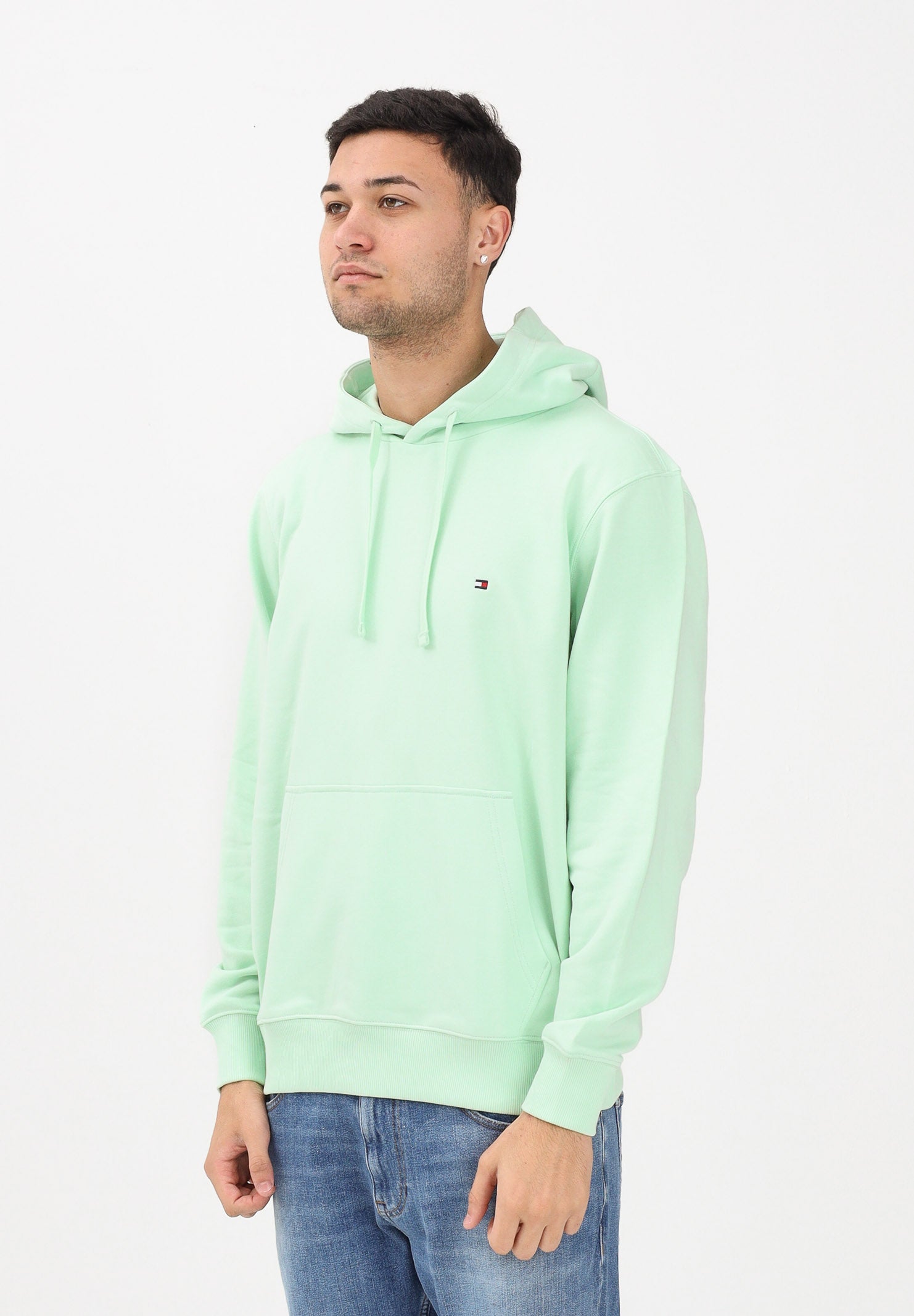 TOMMY HILFIGER Felpa con cappuccio verde menta da uomo MW0MW37235 LXY TOMMY HILFIGER