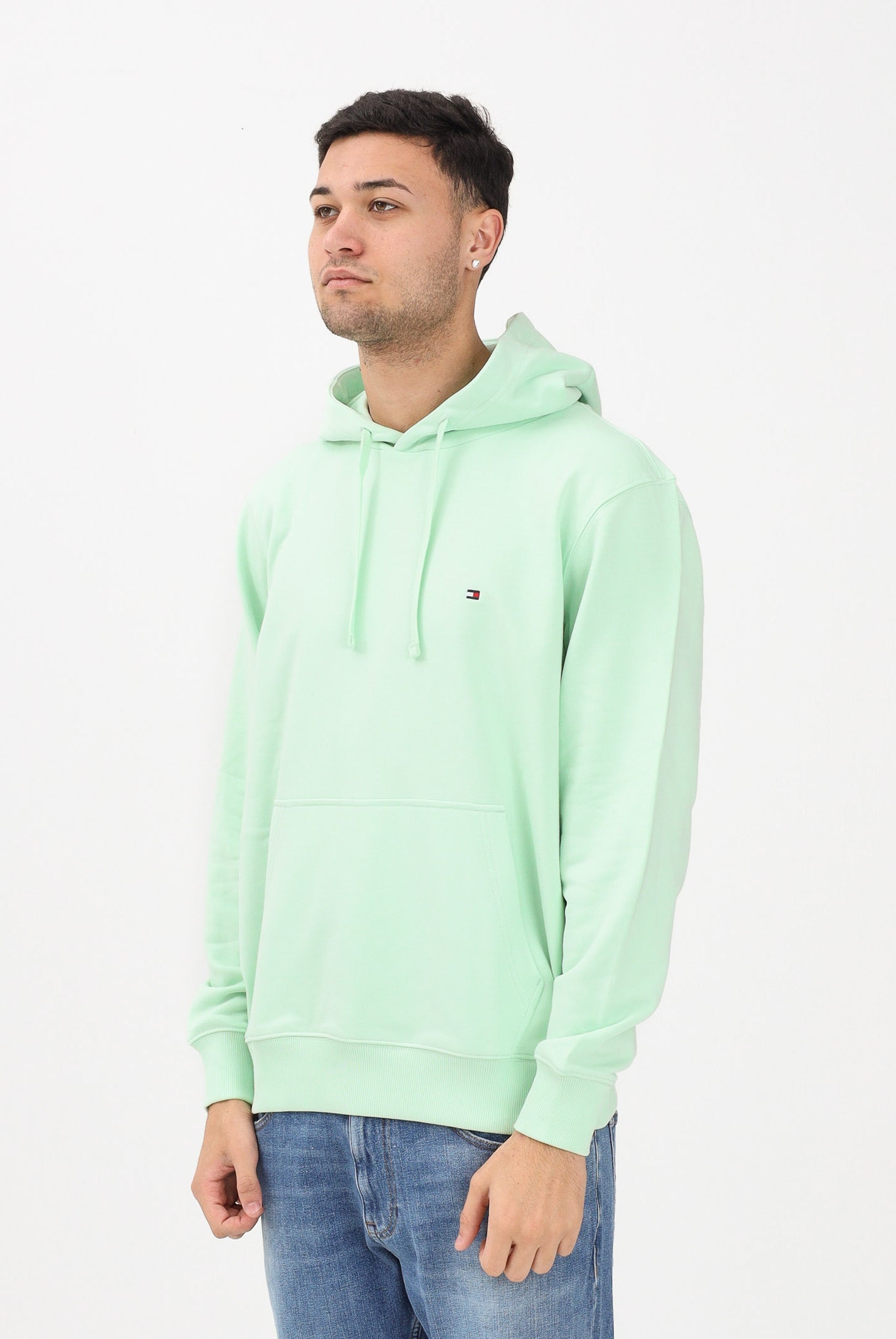 TOMMY HILFIGER Felpa con cappuccio verde menta da uomo MW0MW37235 LXY TOMMY HILFIGER