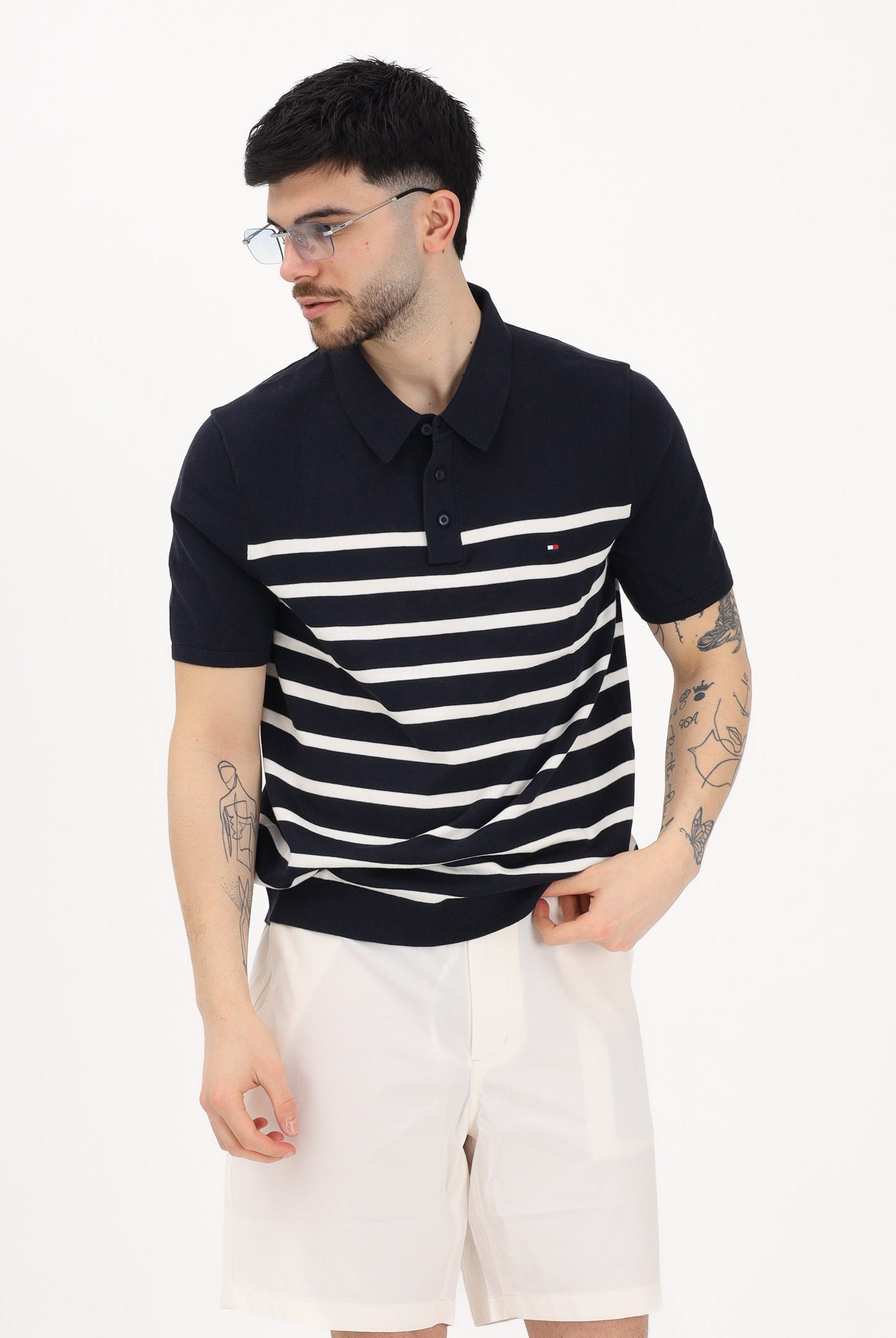 TOMMY HILFIGER Polo a manica corta blu da uomo con motivo a righe MW0MW37396 0A4 TOMMY HILFIGER