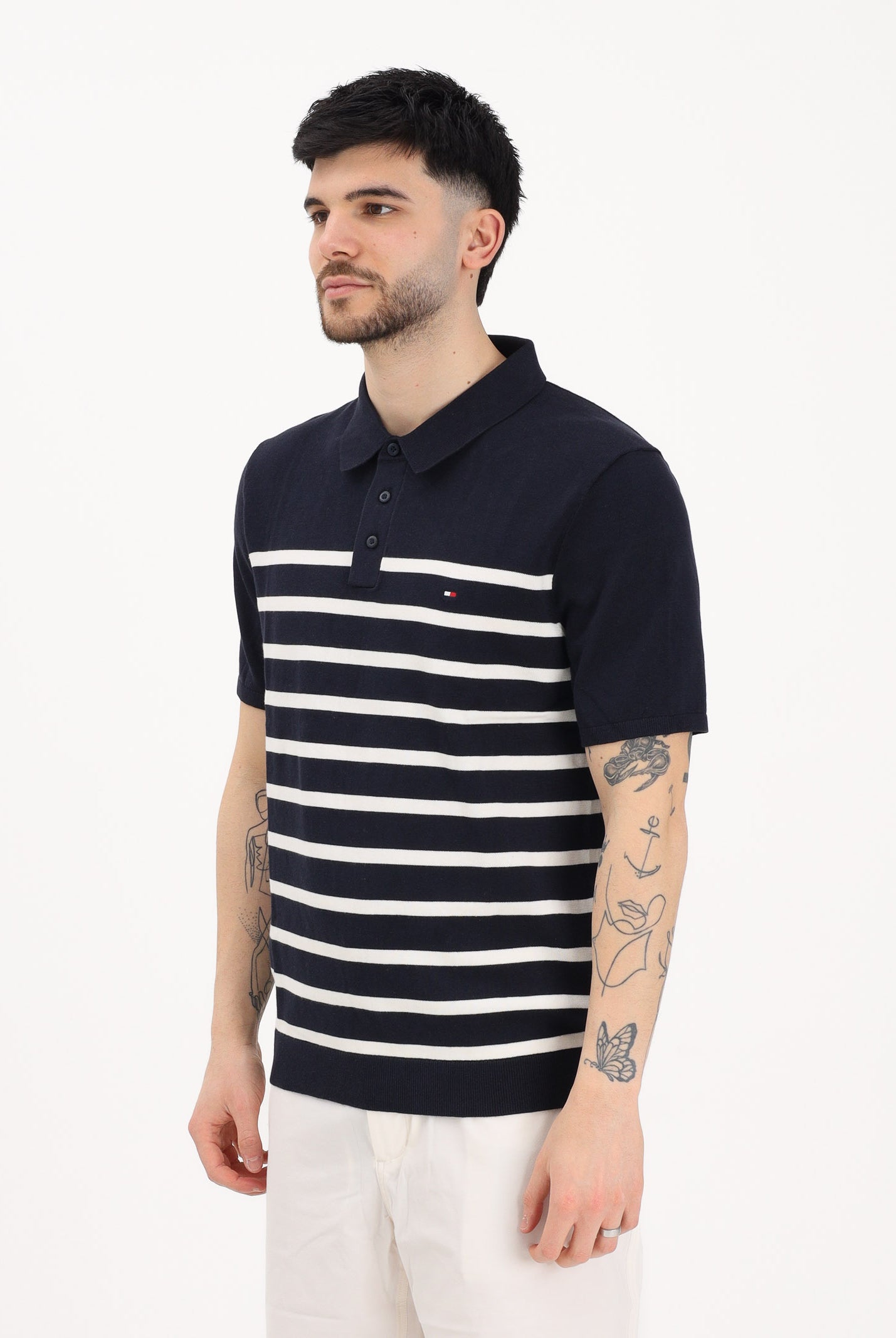 TOMMY HILFIGER Polo a manica corta blu da uomo con motivo a righe MW0MW37396 0A4 TOMMY HILFIGER