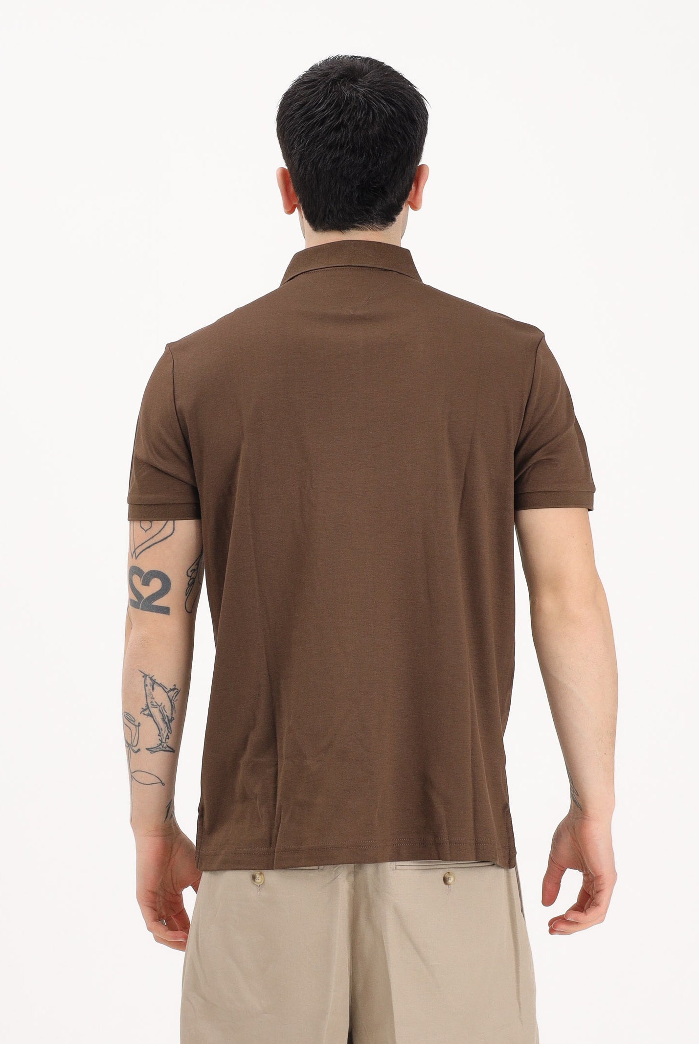 TOMMY HILFIGER Polo a manica corta marrone da uomo con logo MW0MW39994 GV0 TOMMY HILFIGER