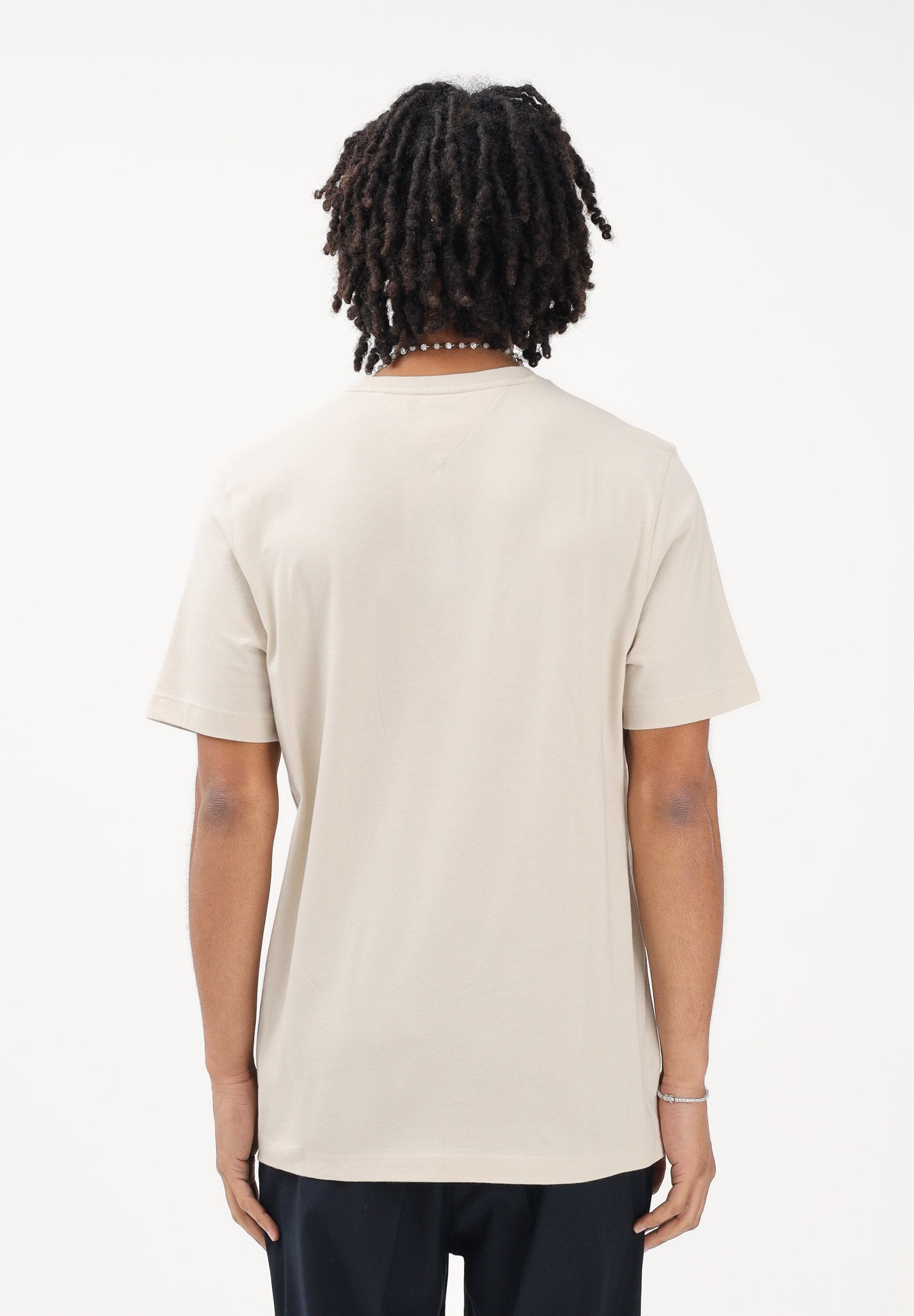 TOMMY HILFIGER T-shirt a manica corta beige da uomo con logo MW0MW39995 ACG TOMMY HILFIGER
