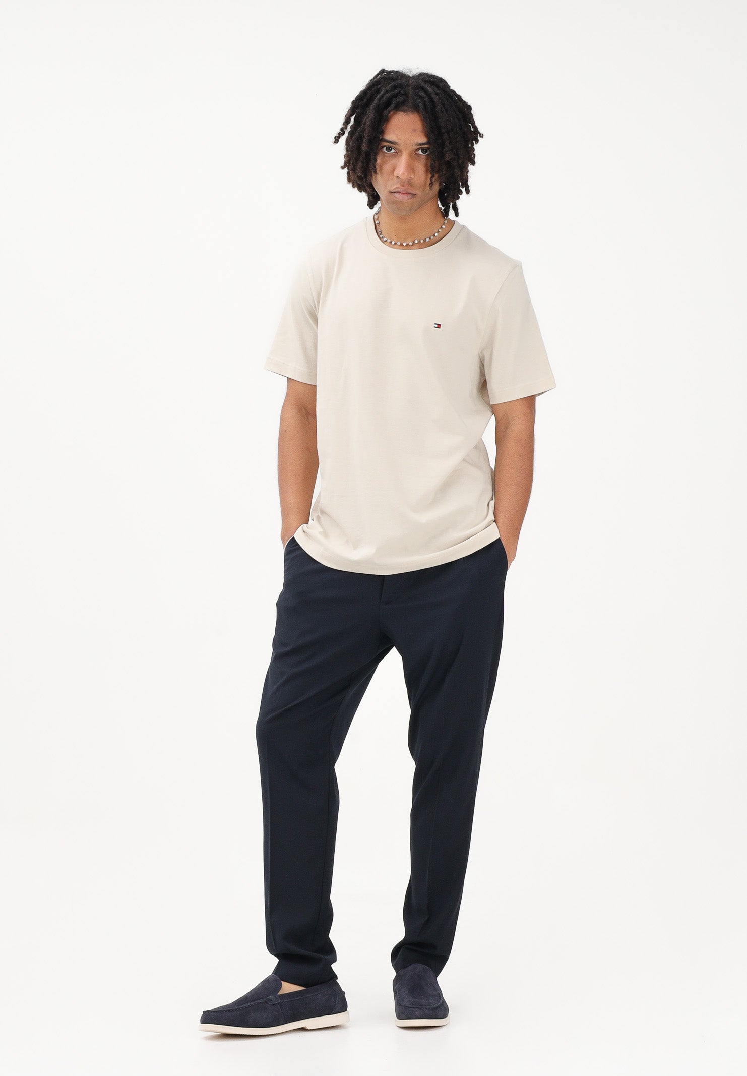 TOMMY HILFIGER T-shirt a manica corta beige da uomo con logo MW0MW39995 ACG TOMMY HILFIGER