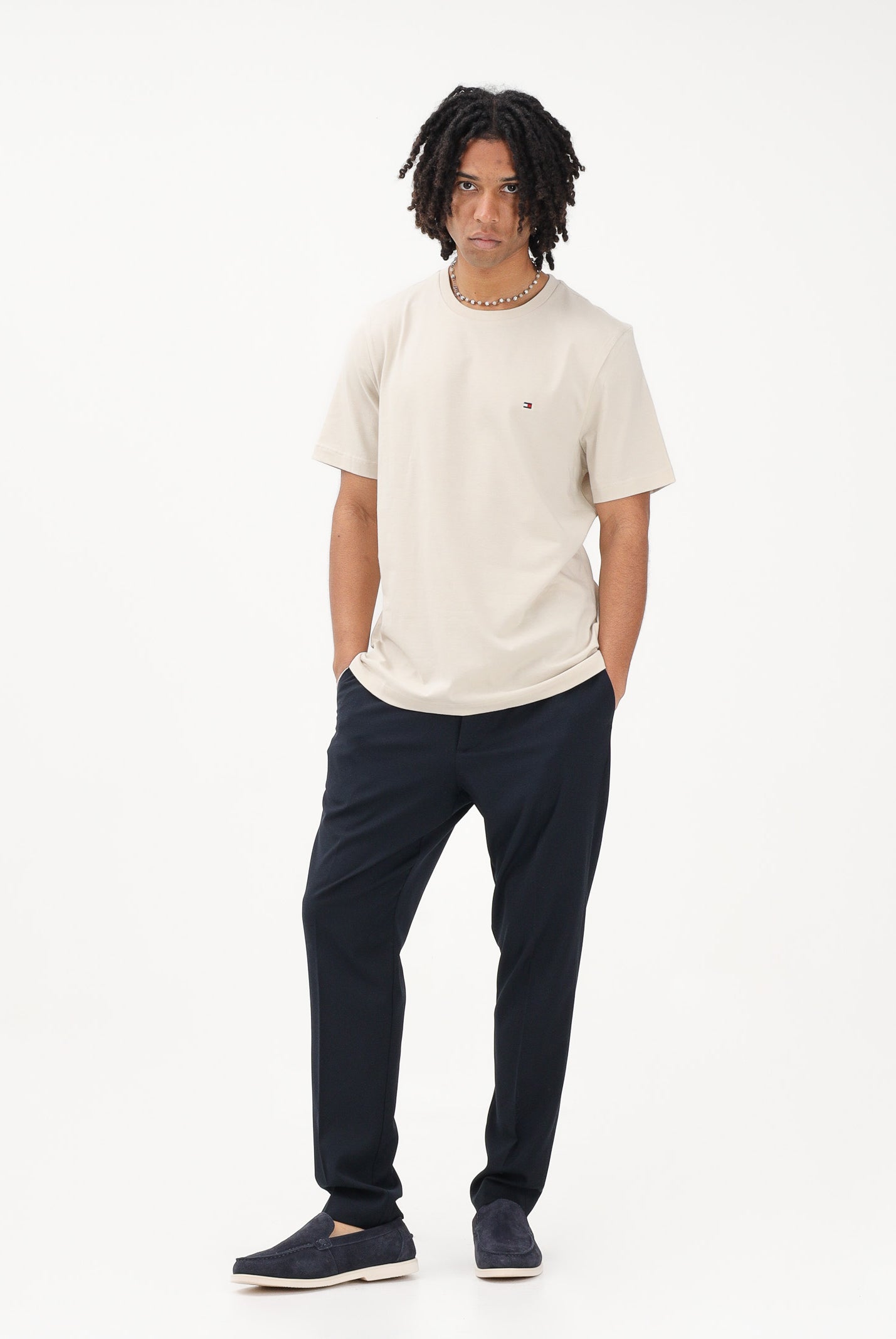 TOMMY HILFIGER T-shirt a manica corta beige da uomo con logo MW0MW39995 ACG TOMMY HILFIGER