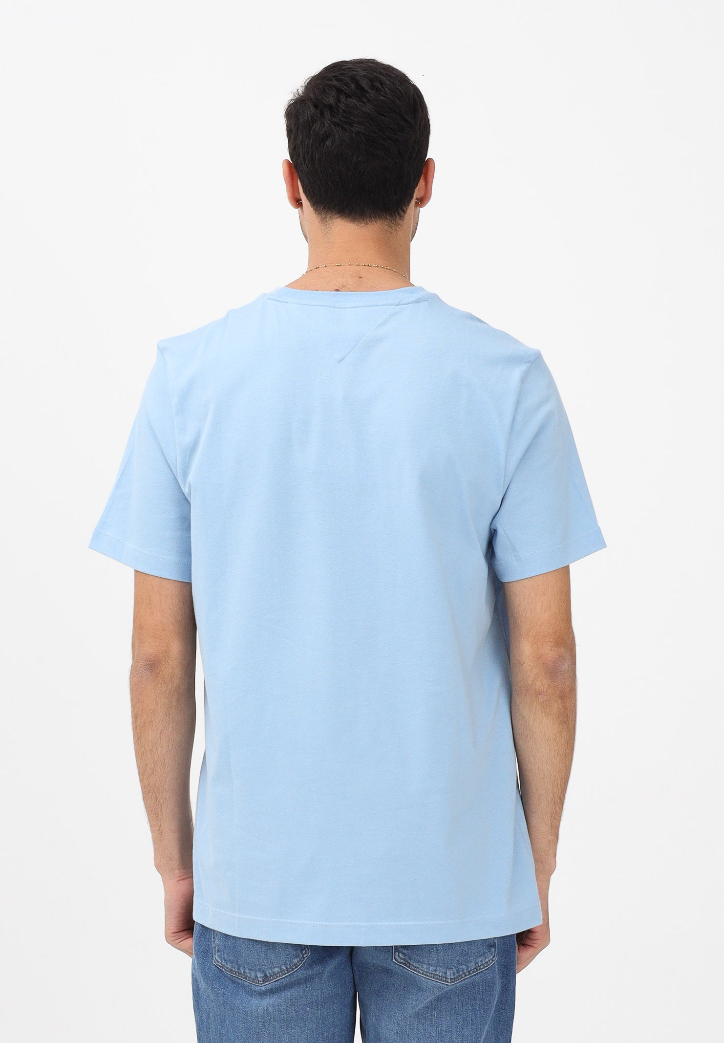 TOMMY HILFIGER T-shirt a manica corta celeste da uomo con logo MW0MW39995 C1Y TOMMY HILFIGER