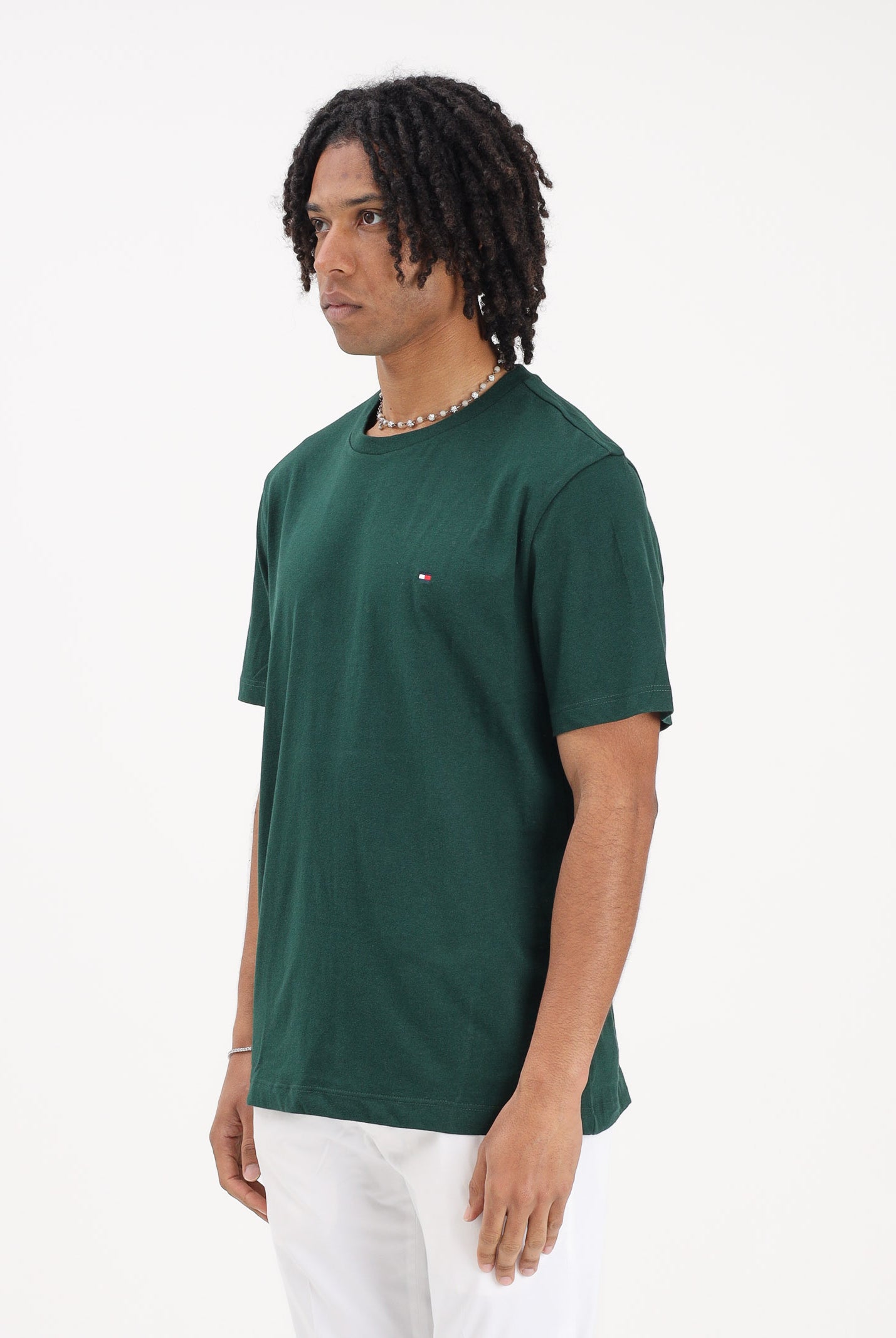 TOMMY HILFIGER T-shirt a manica corta verde da uomo con logo MW0MW39995 MBN TOMMY HILFIGER