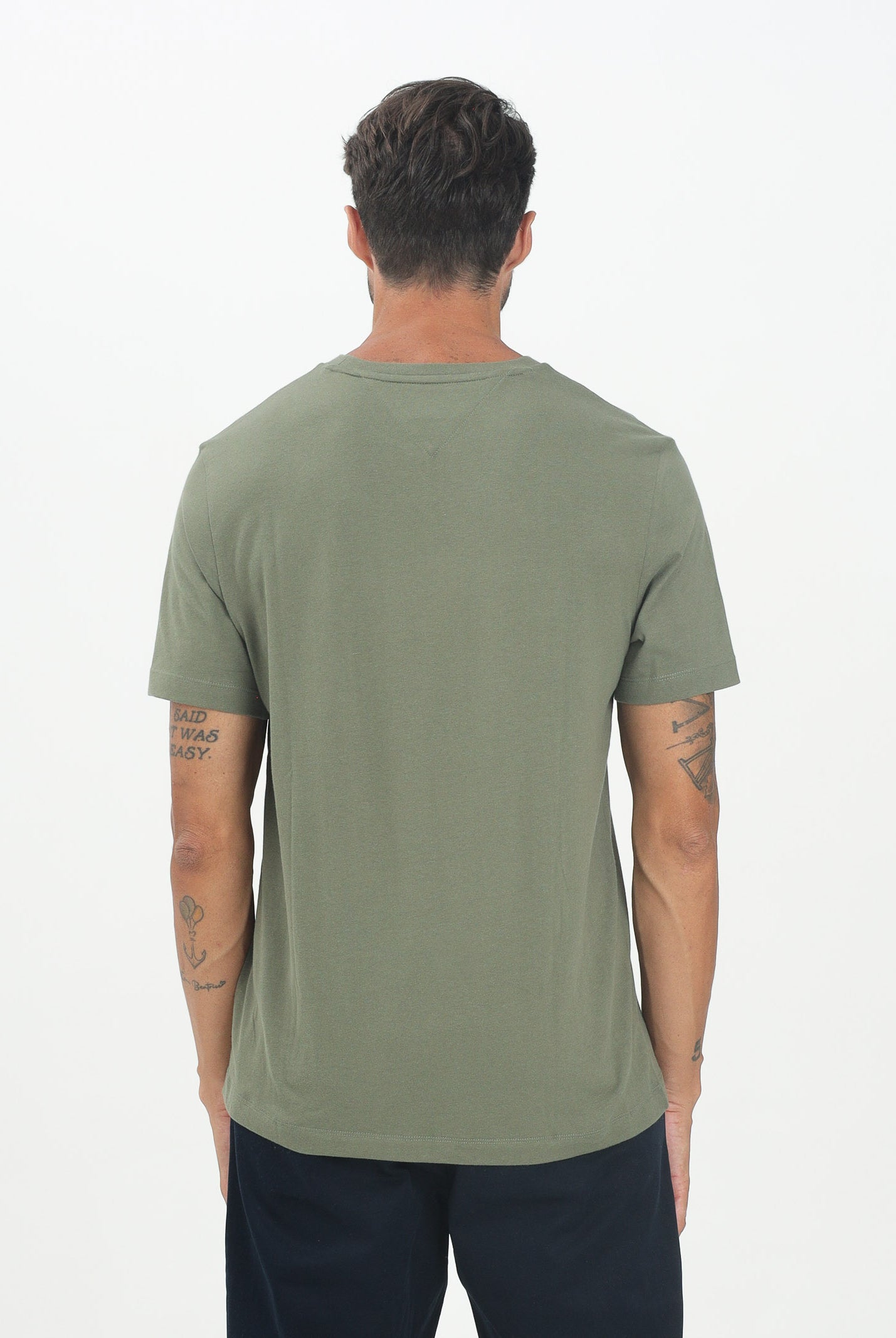 TOMMY HILFIGER T-shirt a manica corta verde da uomo con logo MW0MW39995PLI . TOMMY HILFIGER
