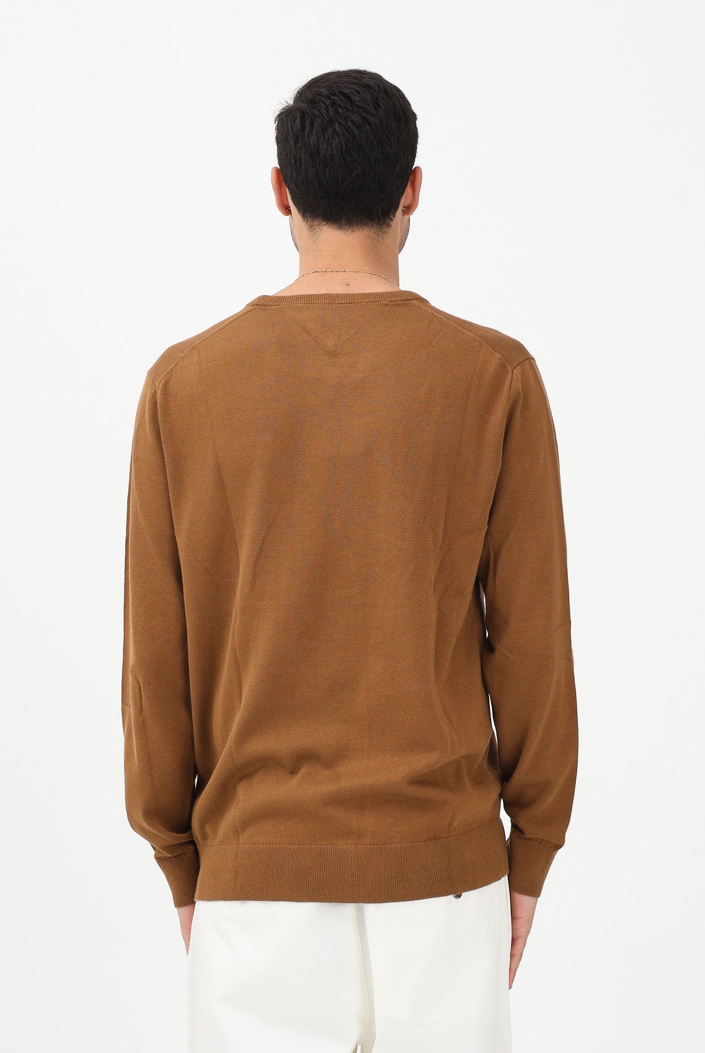 TOMMY HILFIGER Maglioncino girocollo khaki da uomo con logo MW0MW39999 GWP TOMMY HILFIGER