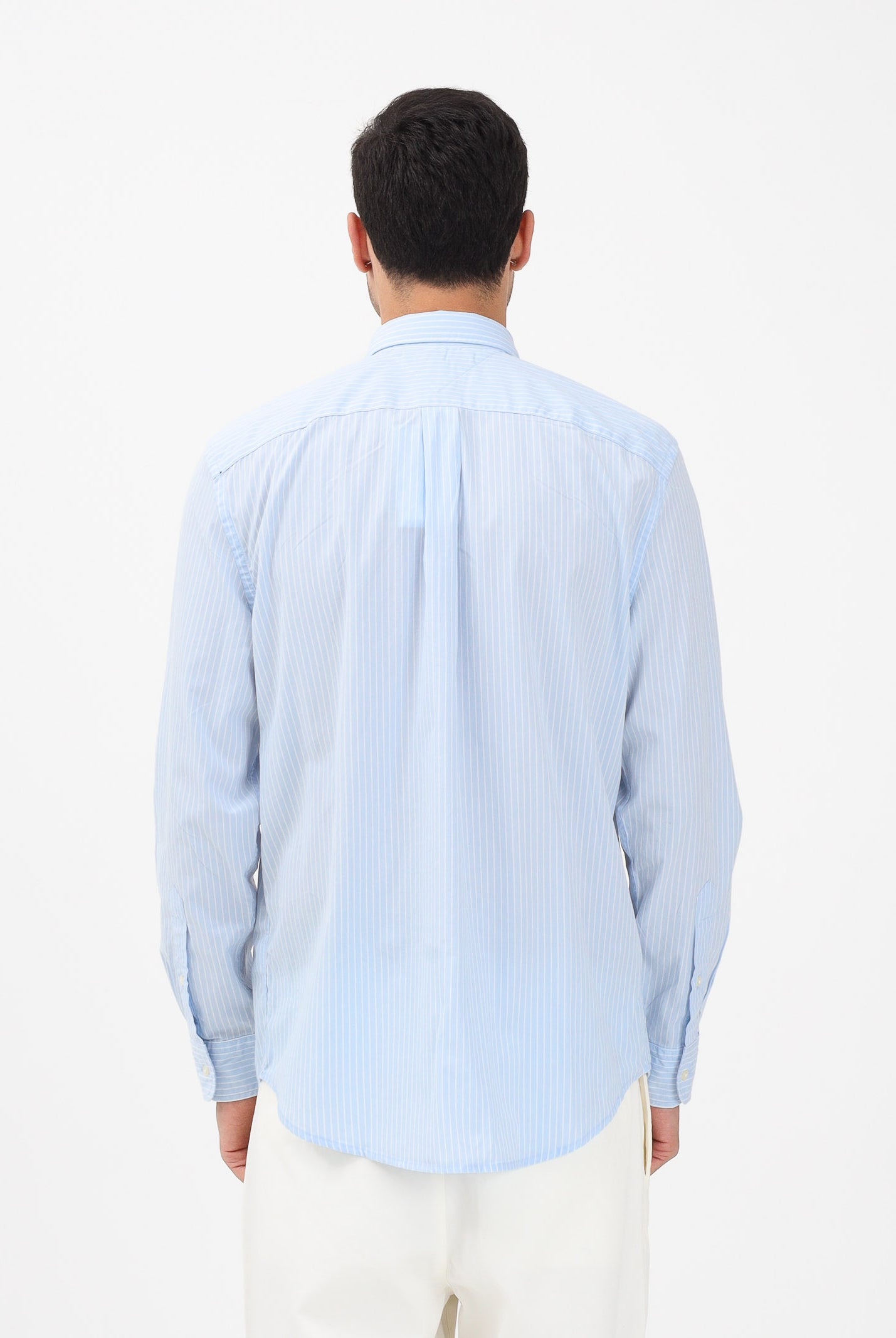 TOMMY HILFIGER Camicia a manica lunga TH Flex azzurra da uomo con motivo a righe MW0MW41399 0A4 TOMMY HILFIGER